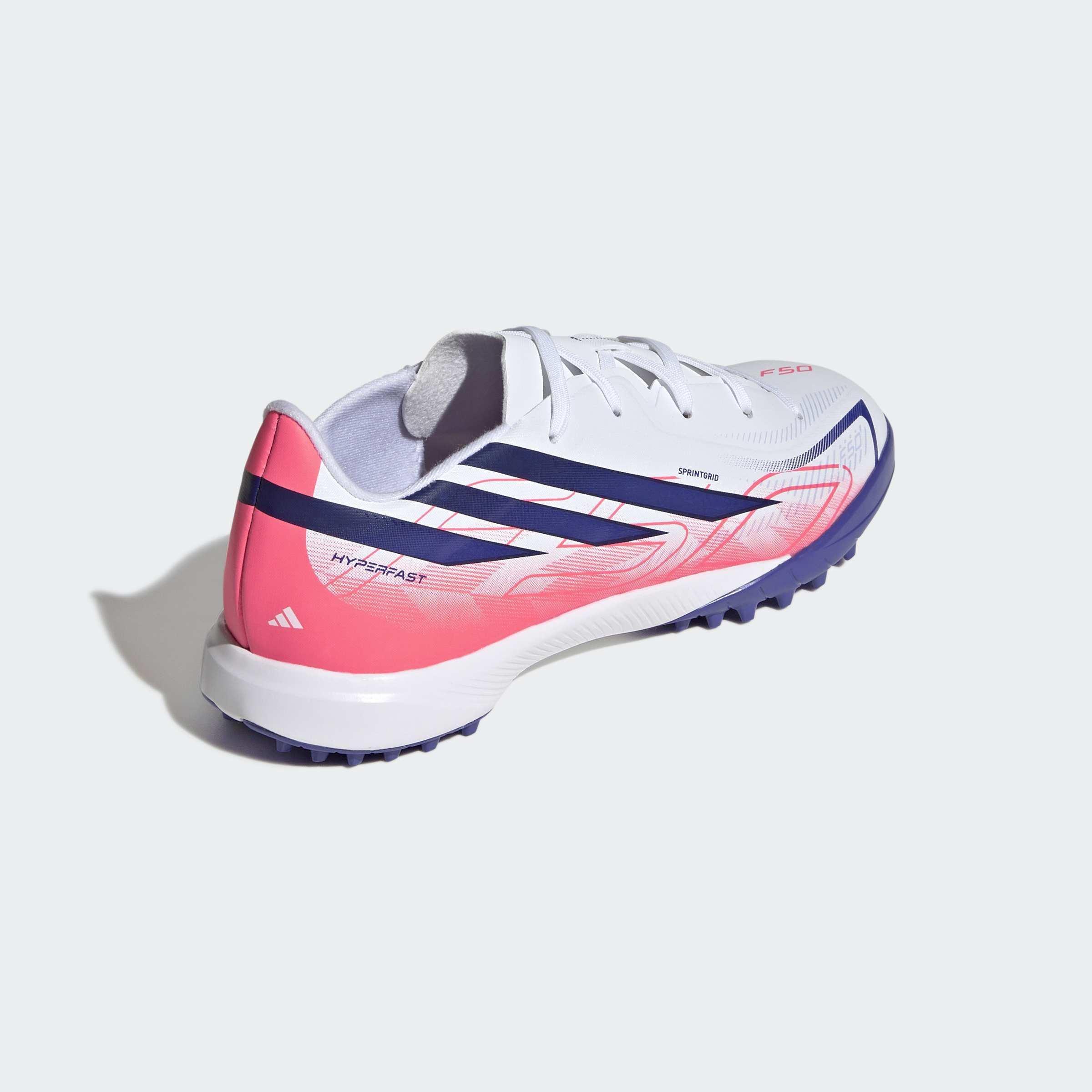 Kids Unisex F50 Hyperfast League Turf Football Boots, White, A701_ONE, large image number 3