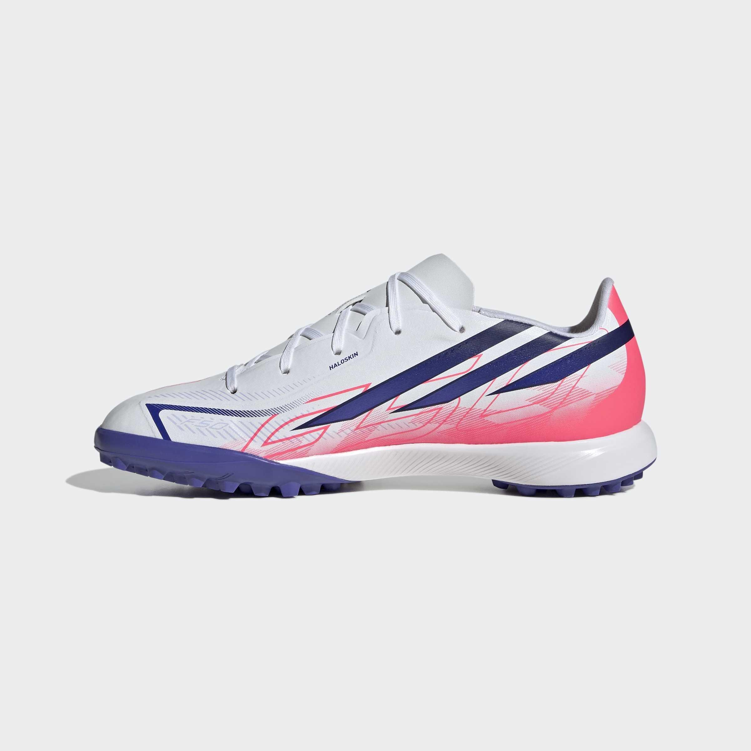 Kids Unisex F50 Hyperfast League Turf Football Boots, White, A701_ONE, large image number 7