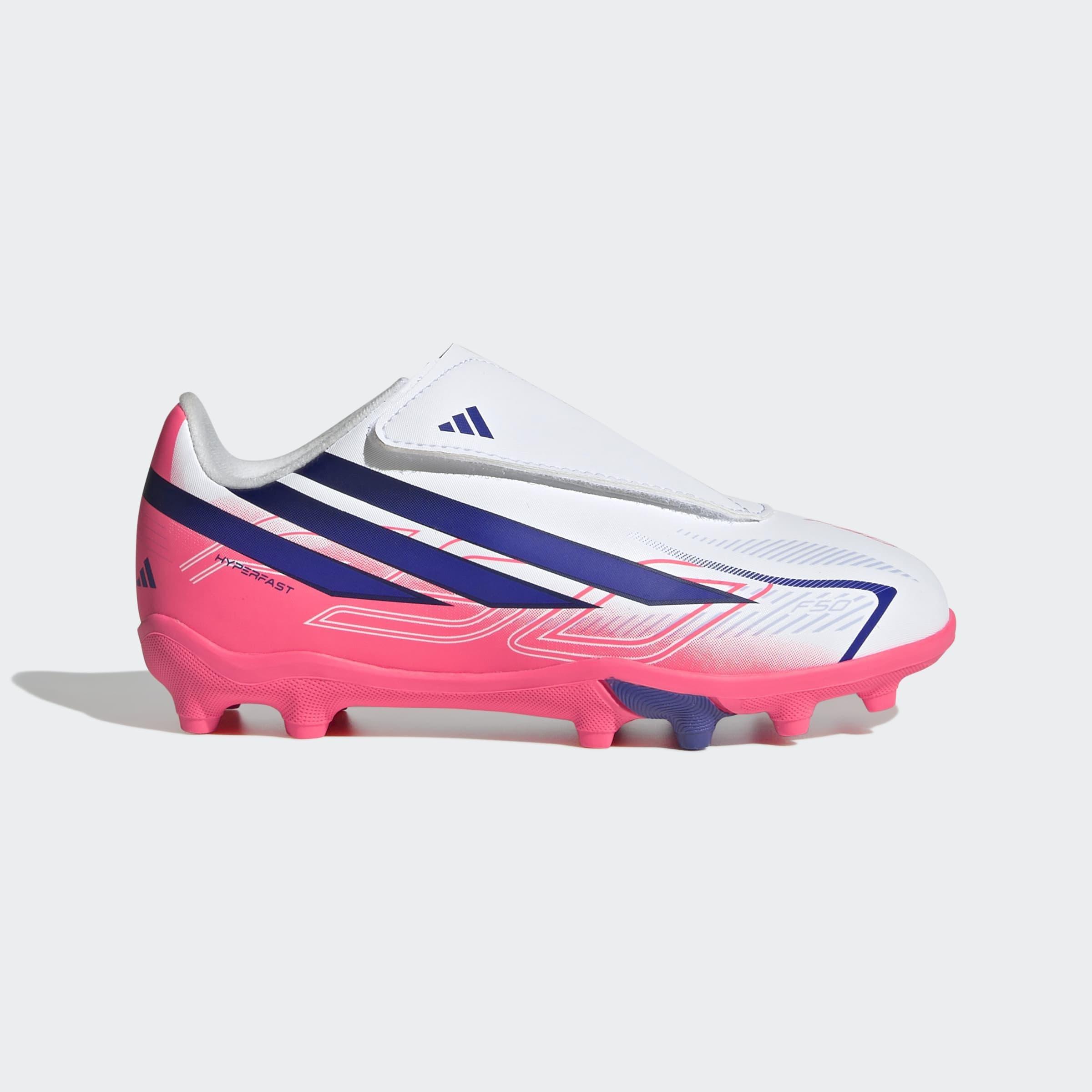 Kids Unisex F50 Hyperfast Club Velcro Firm Ground / Multi Ground Football Boots, White