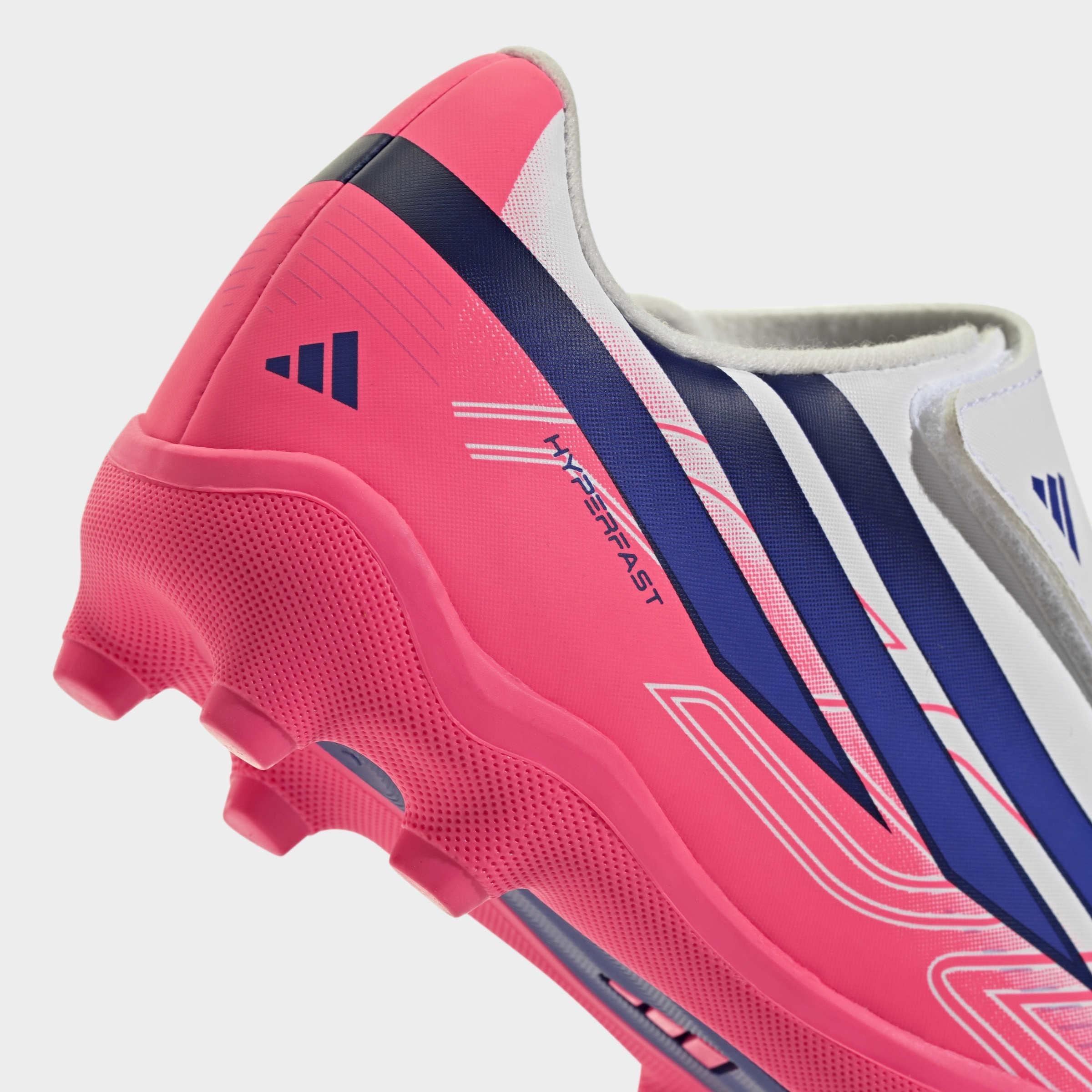 Kids Unisex F50 Hyperfast Club Velcro Firm Ground / Multi Ground Football Boots, White, A701_ONE, large image number 6