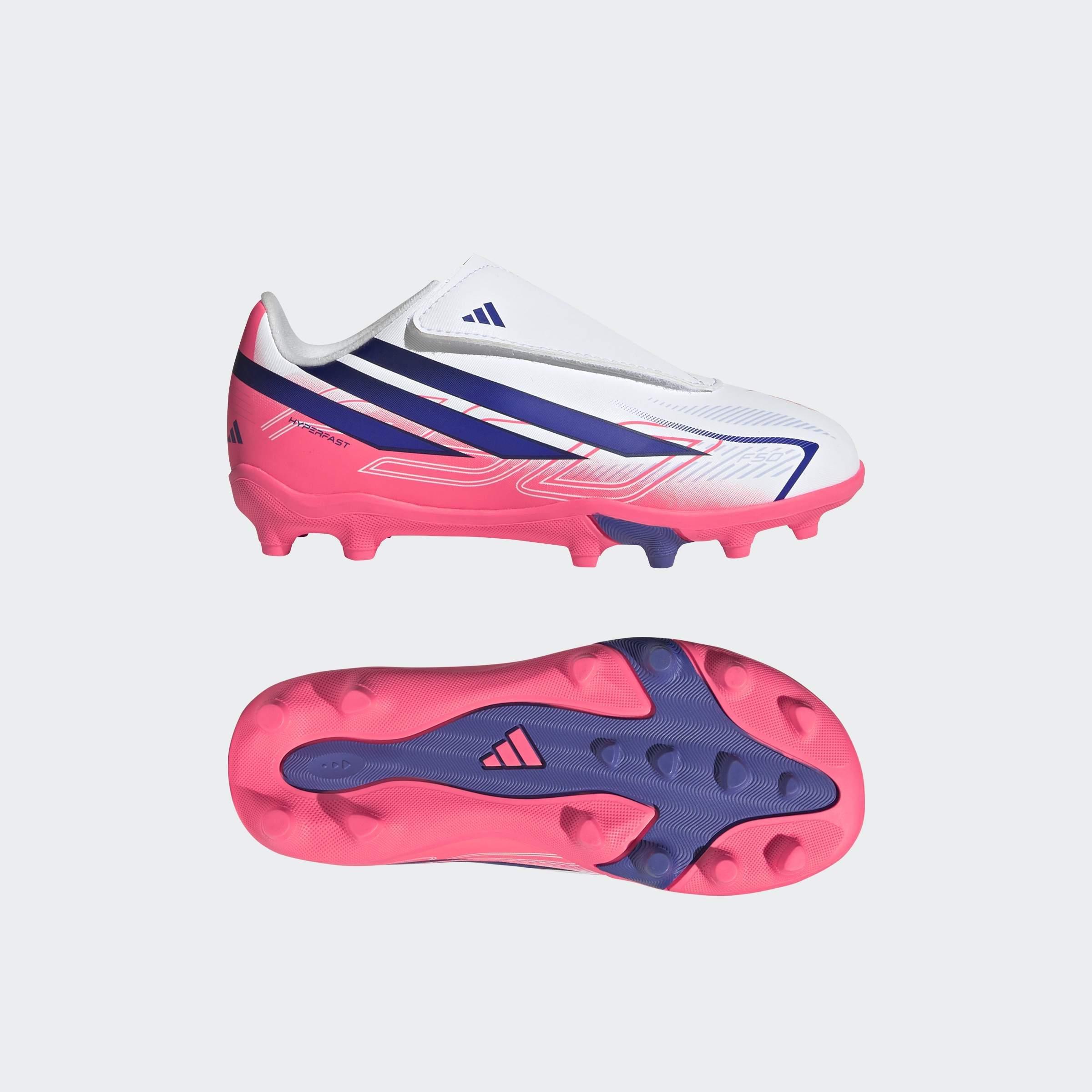 Kids Unisex F50 Hyperfast Club Velcro Firm Ground / Multi Ground Football Boots, White, A701_ONE, large image number 10