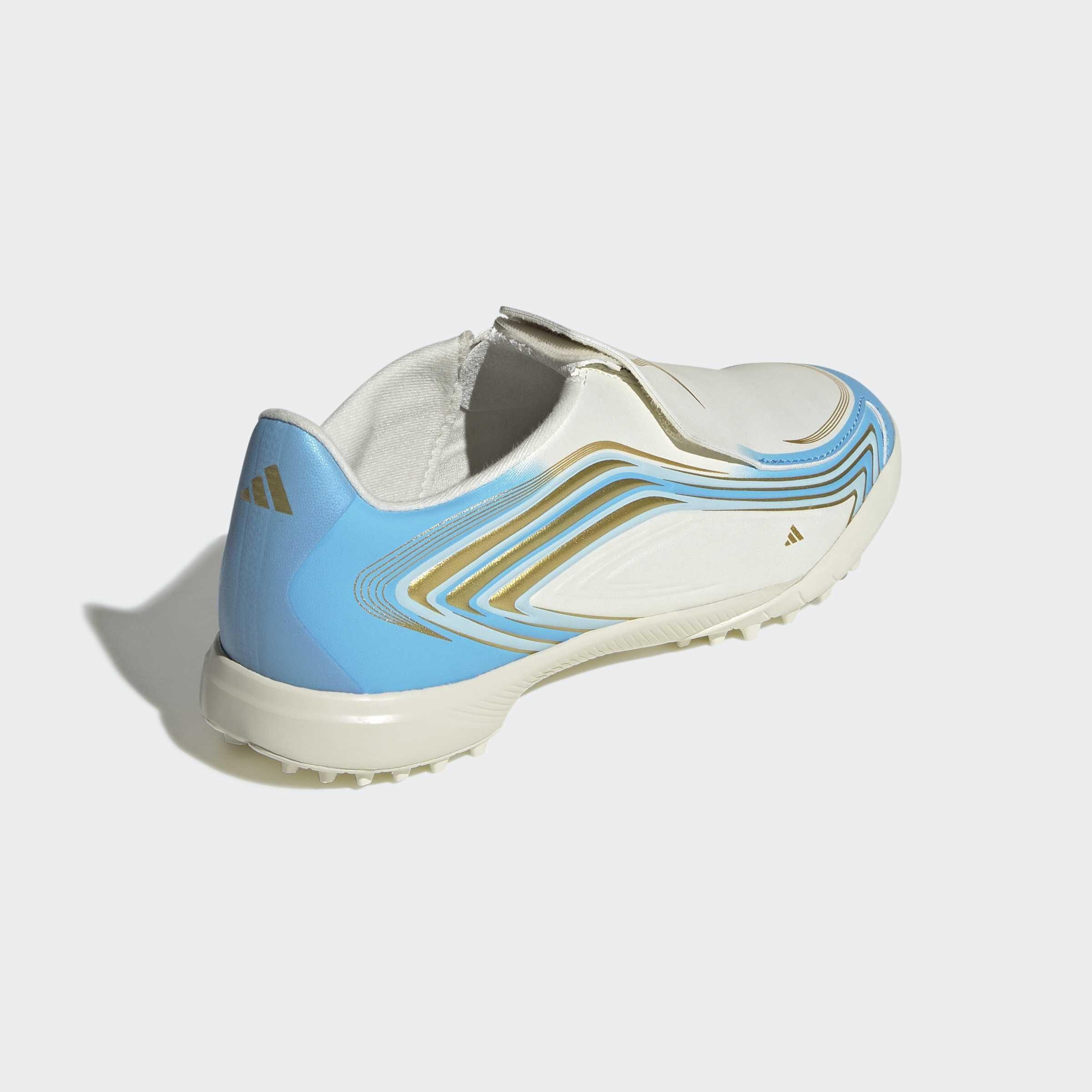 Kids Unisex F50 Messi League Laceless Turf Football Boots, Beige, A701_ONE, large image number 3