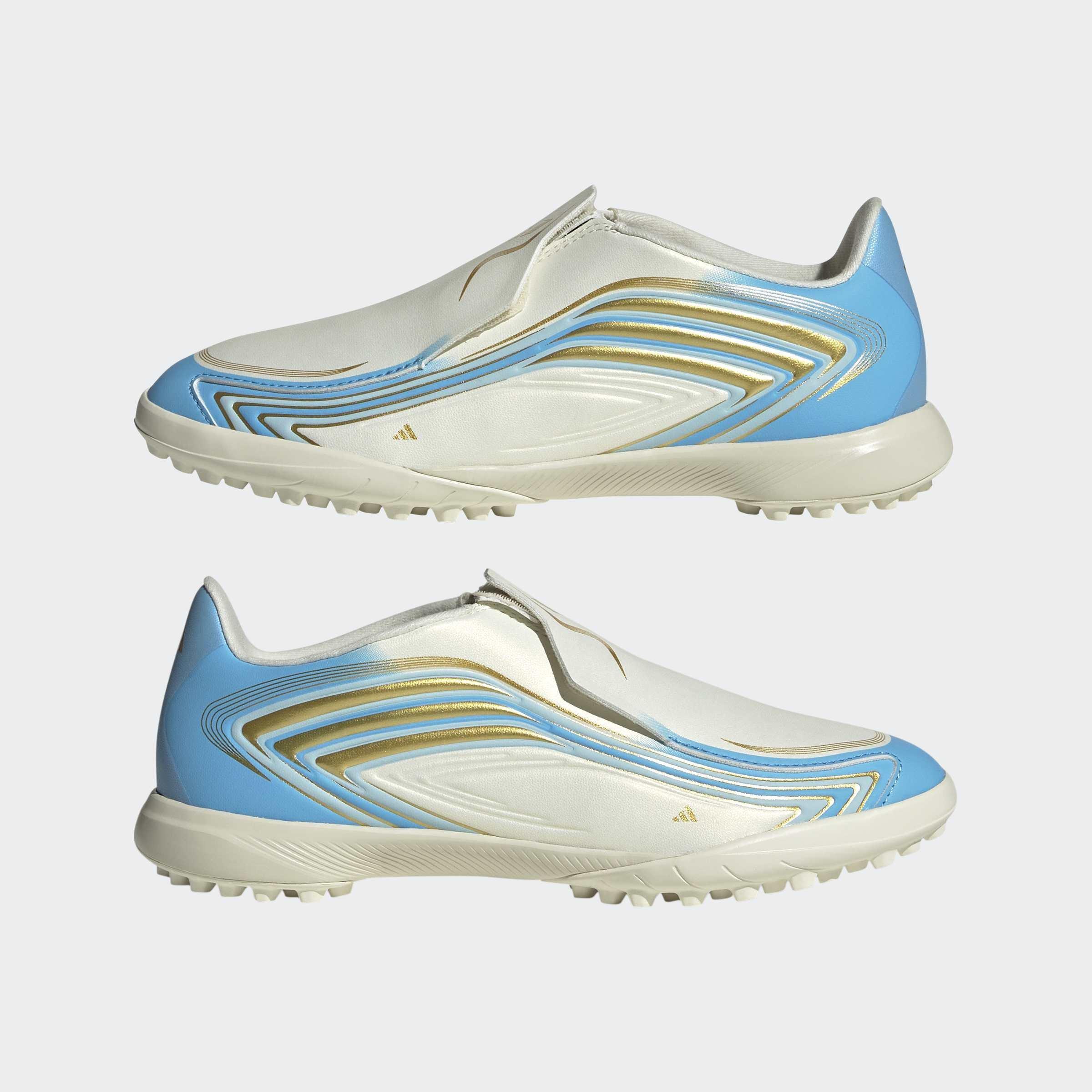 Kids Unisex F50 Messi League Laceless Turf Football Boots, Beige, A701_ONE, large image number 9