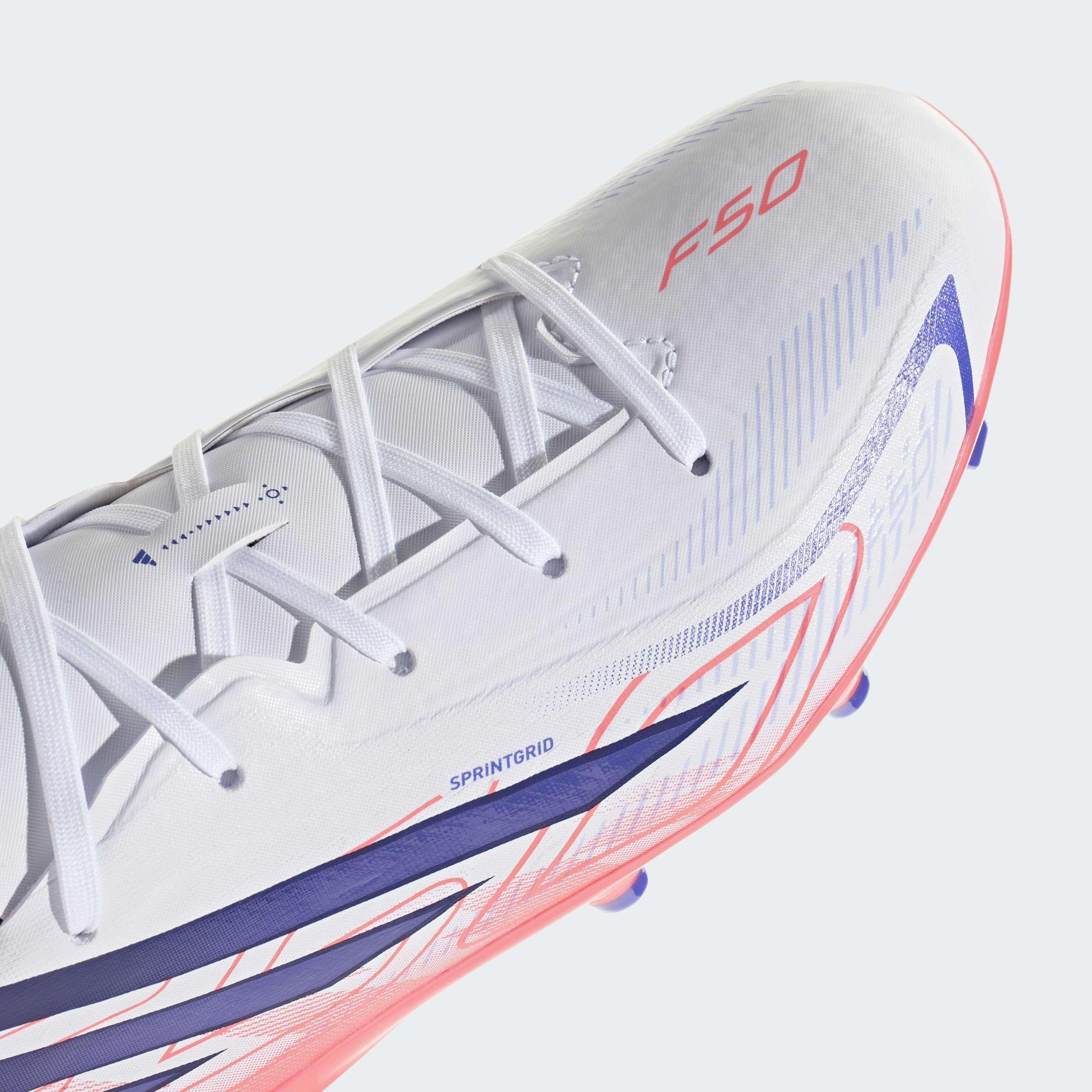 Kids Unisex F50 Hyperfast League Firm Ground Football Boots, White, A701_ONE, large image number 4