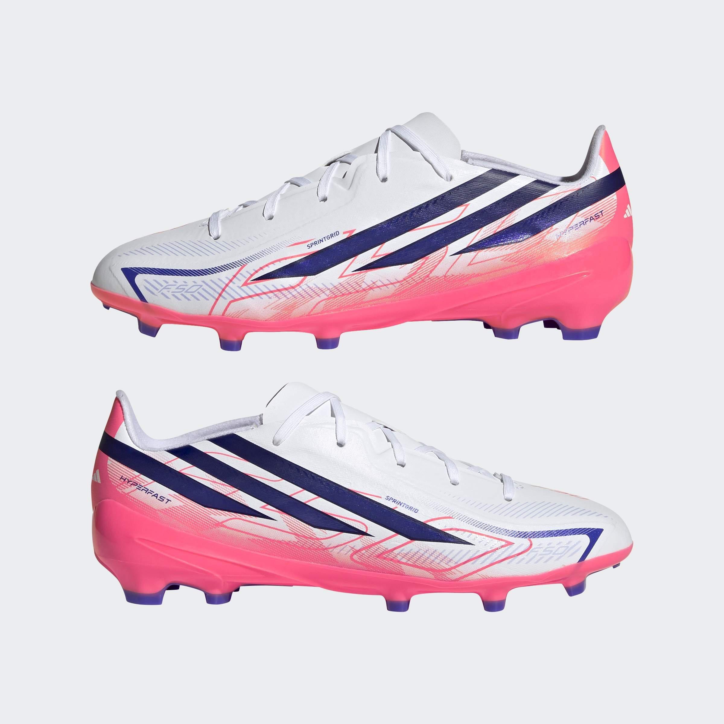 Kids Unisex F50 Hyperfast League Firm Ground Football Boots, White, A701_ONE, large image number 7