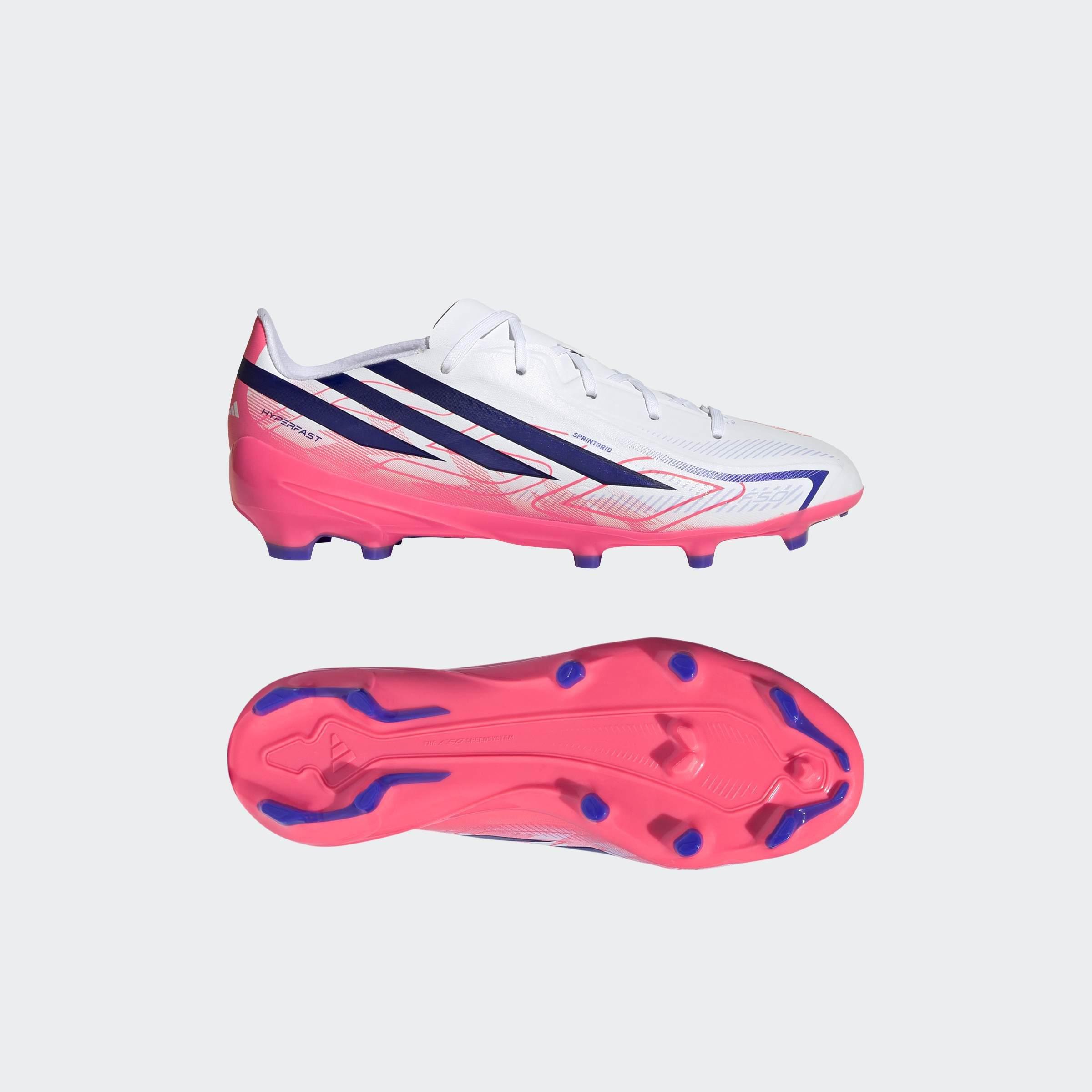 Kids Unisex F50 Hyperfast League Firm Ground Football Boots, White, A701_ONE, large image number 9