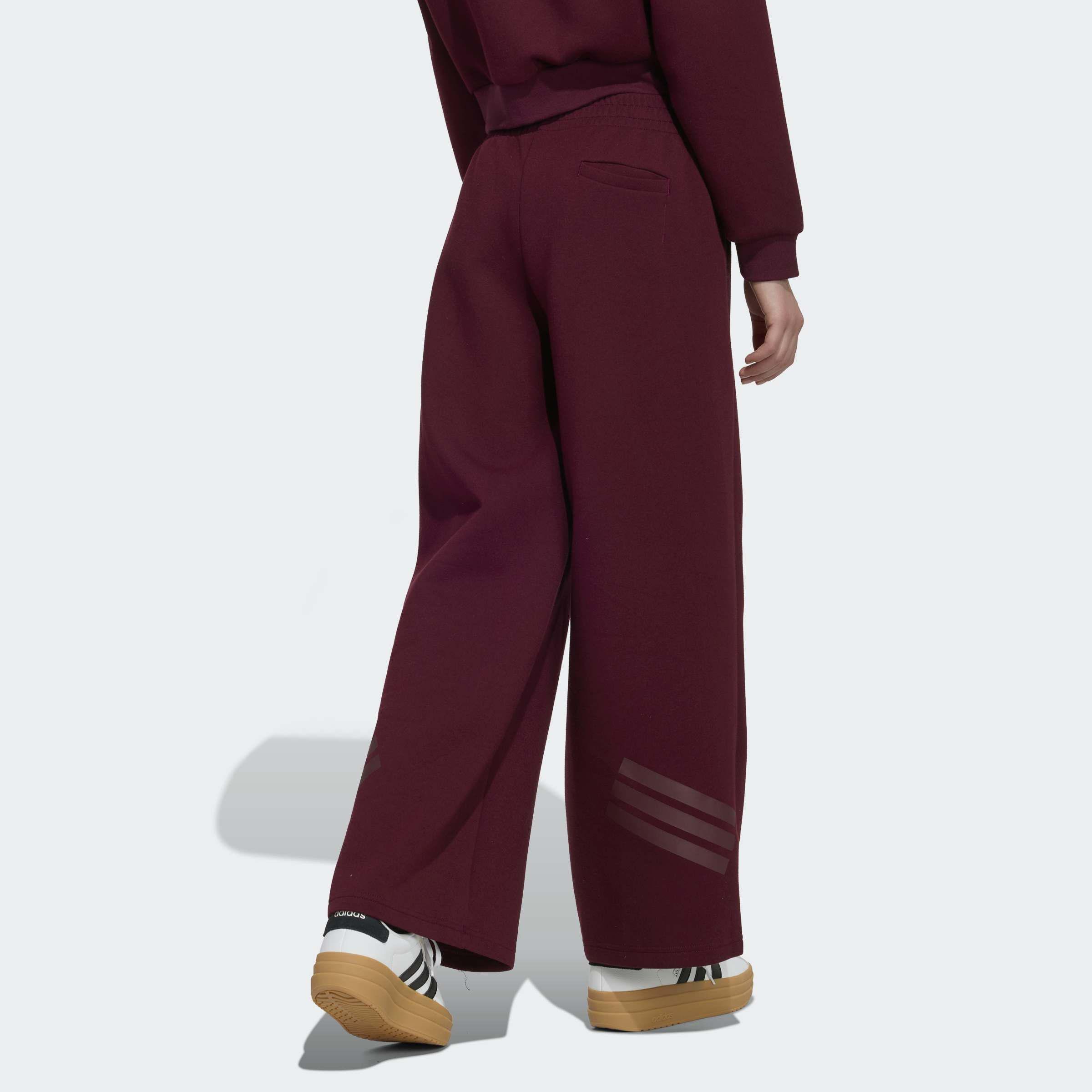 Kids Future Icons 3 Stripes Wide Leg Tracksuit Bottoms, Burgundy