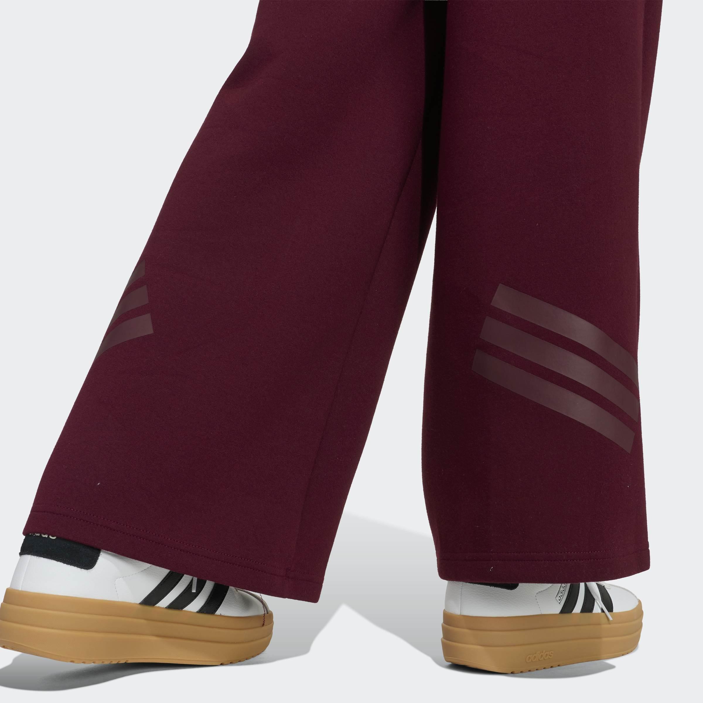 Kids Future Icons 3 Stripes Wide Leg Tracksuit Bottoms, Burgundy, A701_ONE, large image number 2