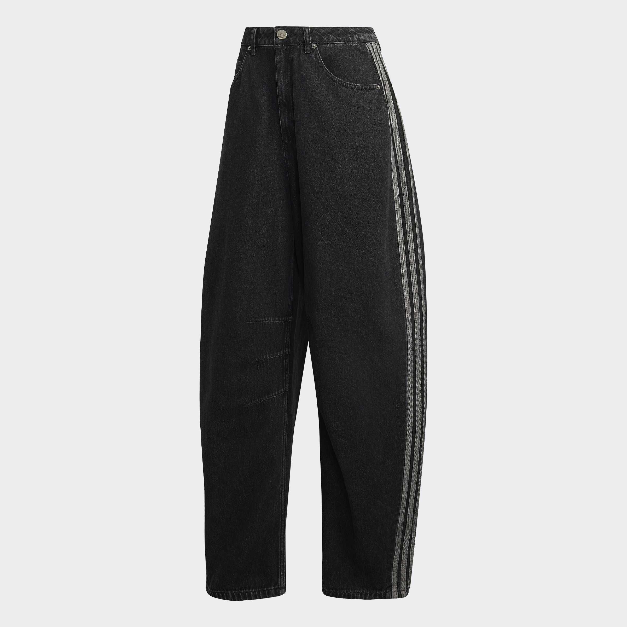 High Rise Barrel Leg Denim Pant, Black