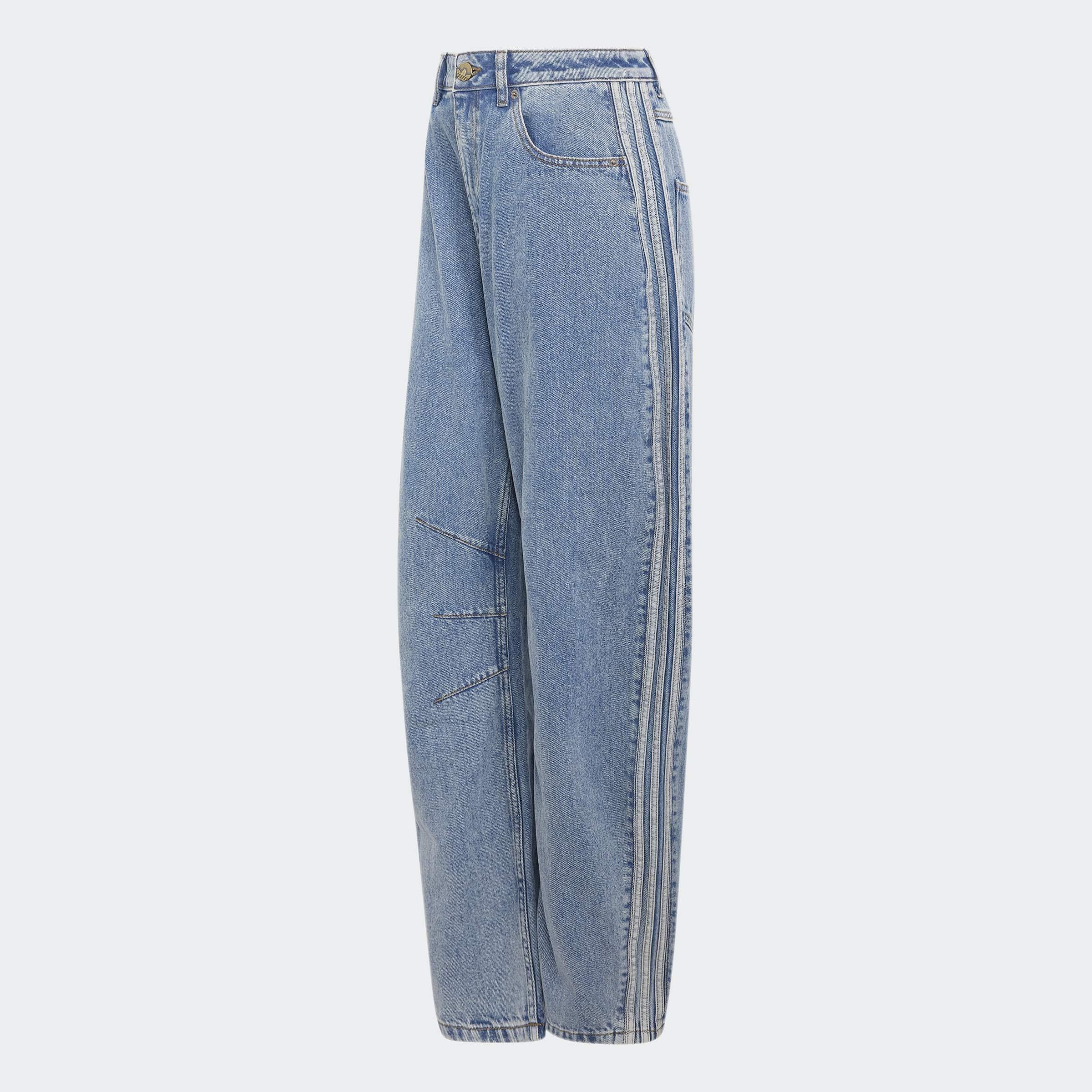 High Rise Barrel Leg Denim Pant, Blue