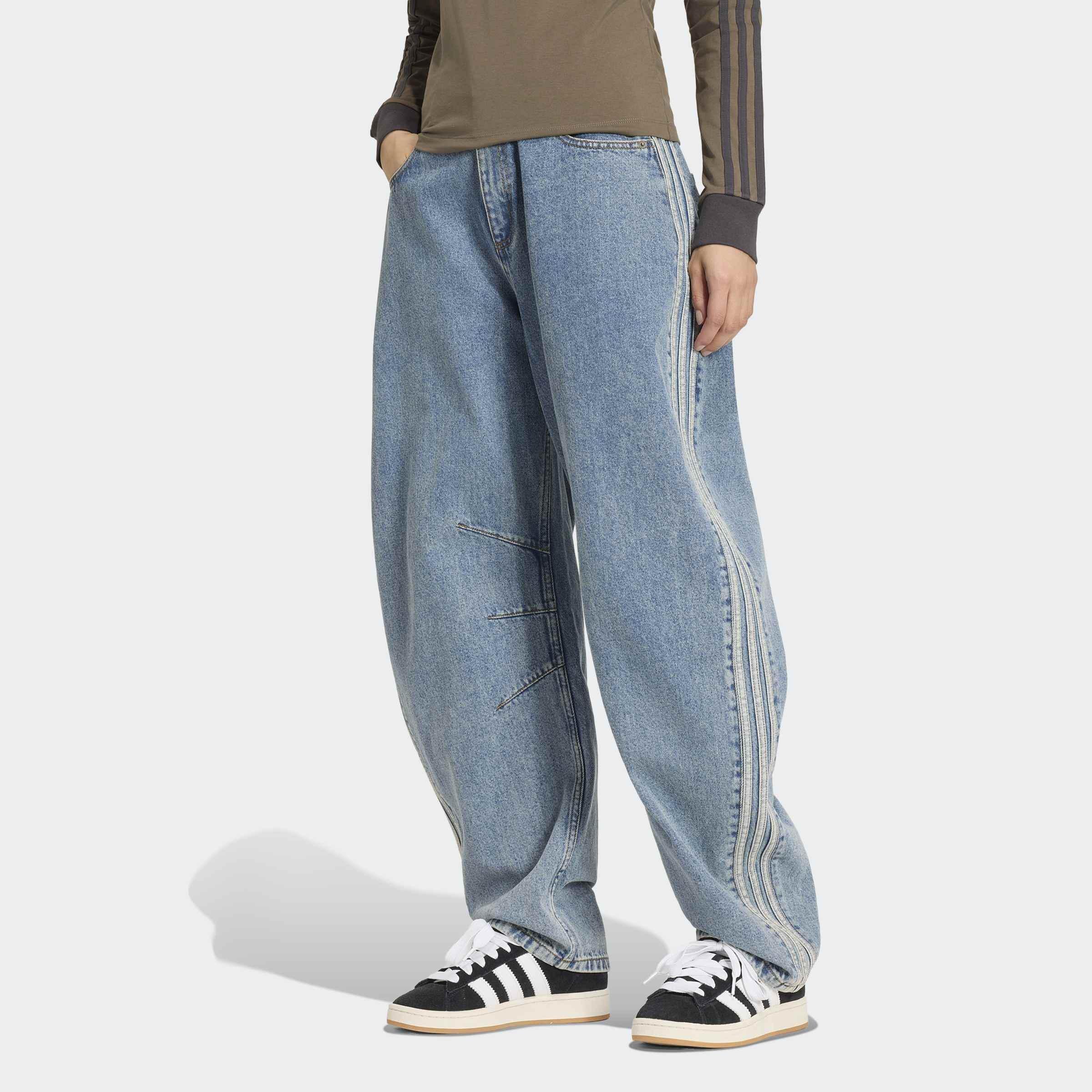 High Rise Barrel Leg Denim Pant, Blue, A701_ONE, large image number 4