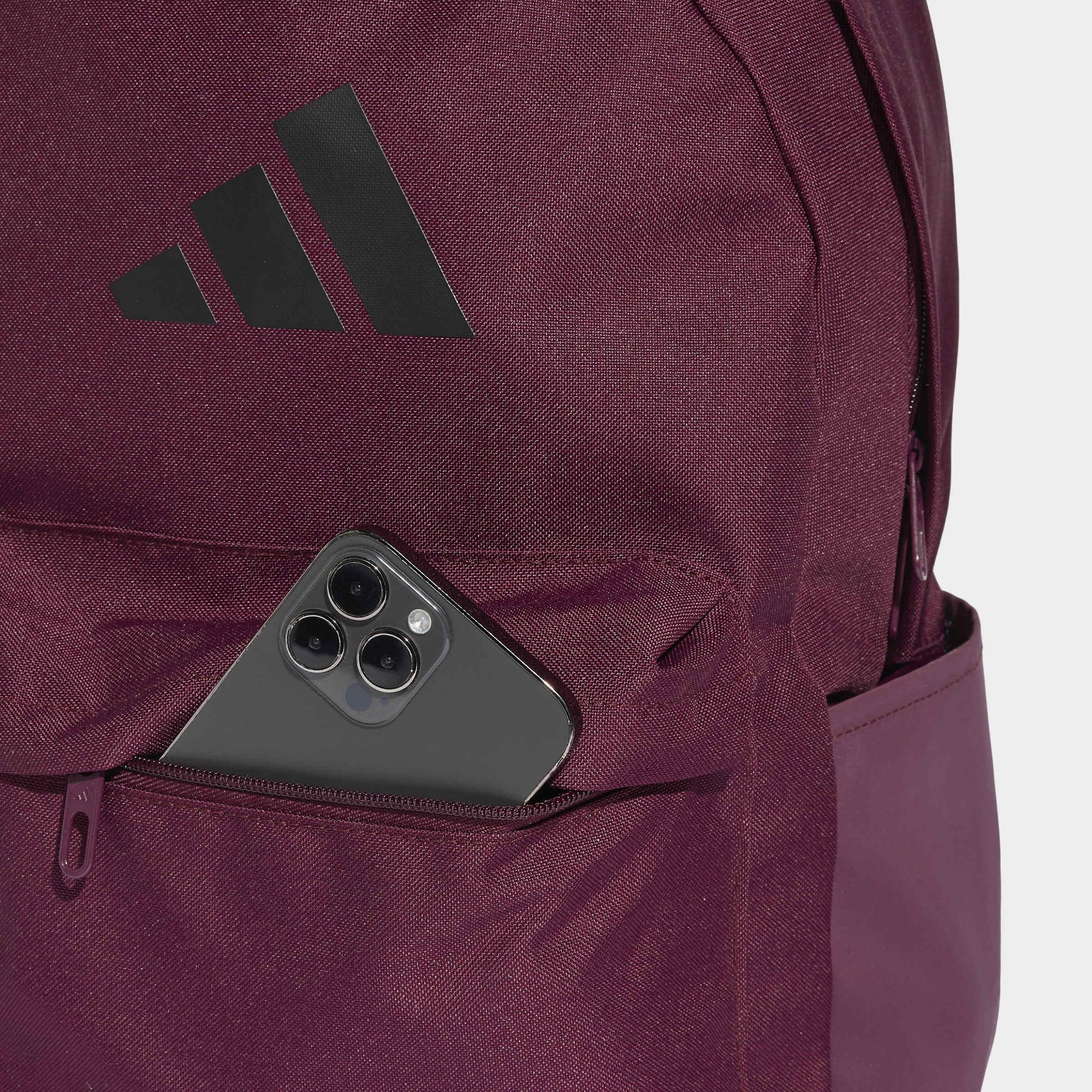 Unisex Classic 3 Bar Logo Backpack, Burgundy, A701_ONE, large image number 3