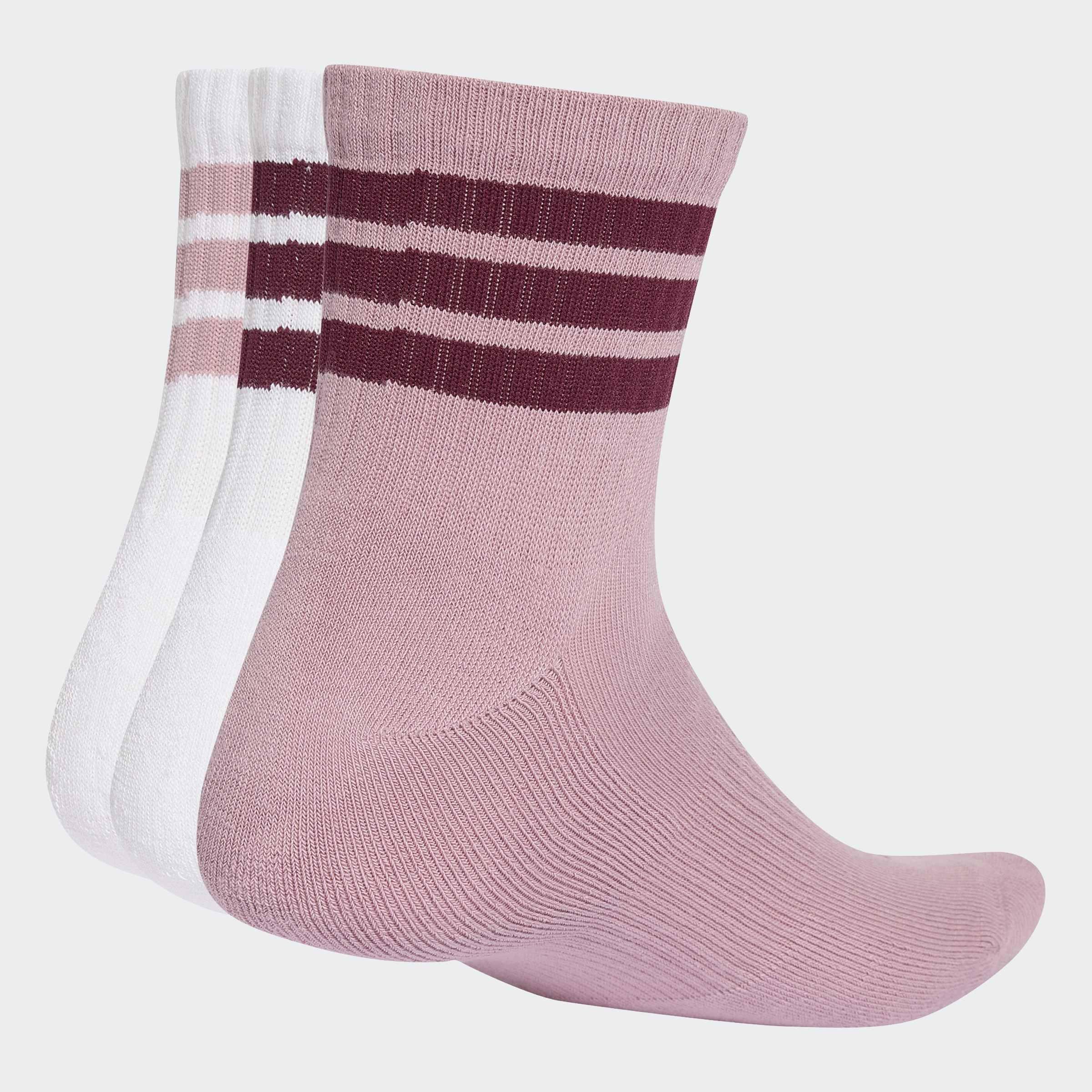 Unisex 3 Stripes Cushioned Sportswear Mid Cut Socks 3 Pair Pack, Multicolour