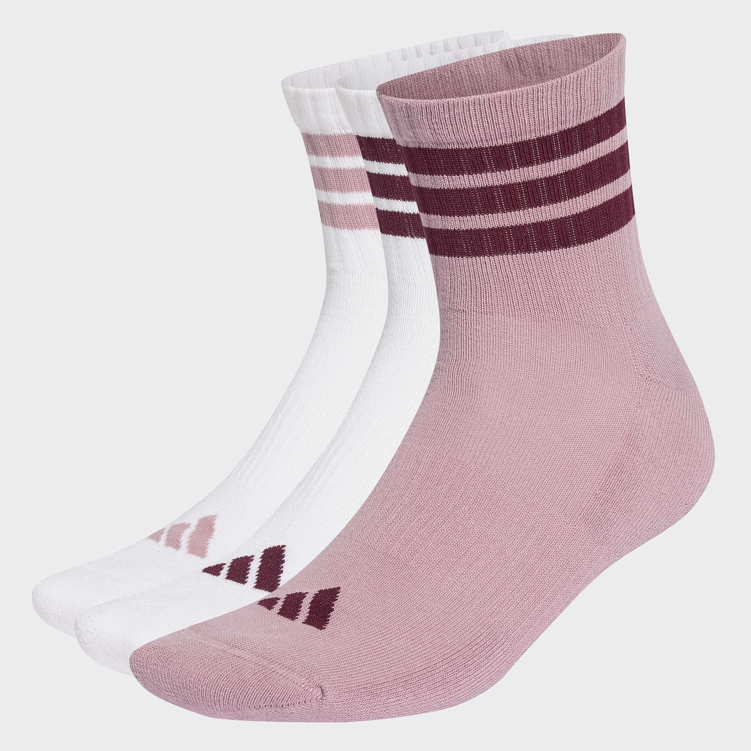Unisex 3 Stripes Cushioned Sportswear Mid Cut Socks 3 Pair Pack, Multicolour, A701_ONE, large image number 3