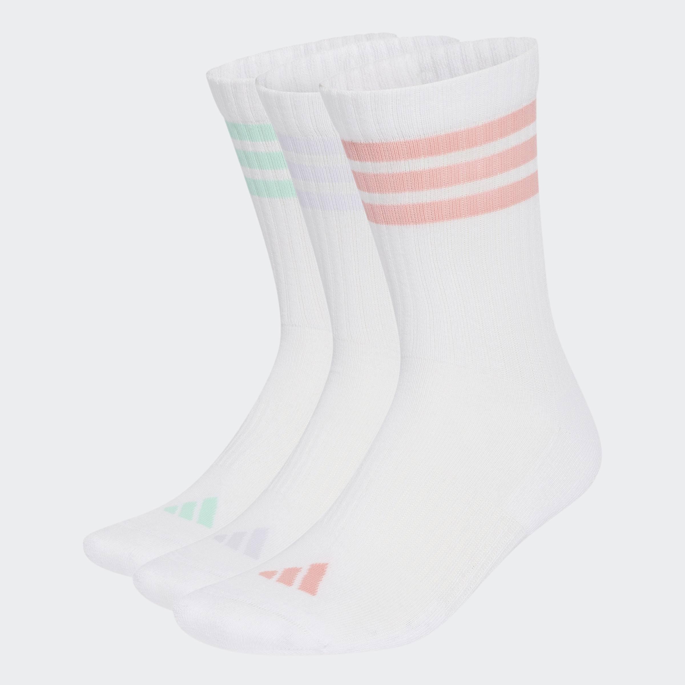 Unisex 3-Stripes Cushioned Crew Socks 3 Pair Pack, Multicolour, A701_ONE, large image number 0