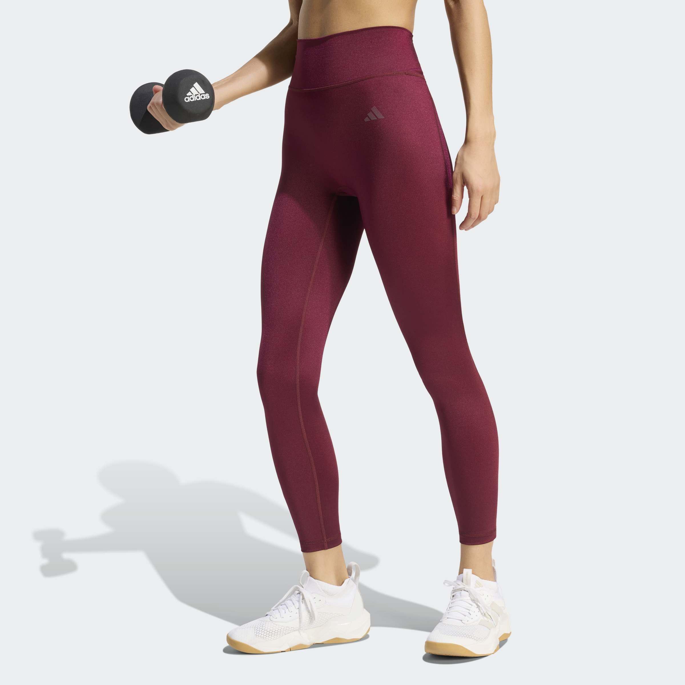 Optime Essentials Workout Shine 7/8 Leggings, Burgundy, A701_ONE, large image number 4