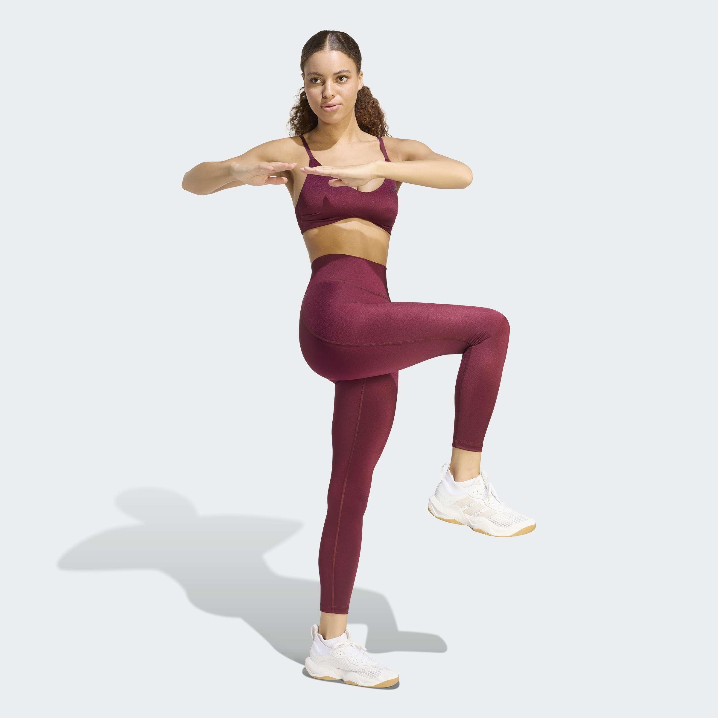 Optime Essentials Workout Shine 7/8 Leggings, Burgundy, A701_ONE, large image number 6