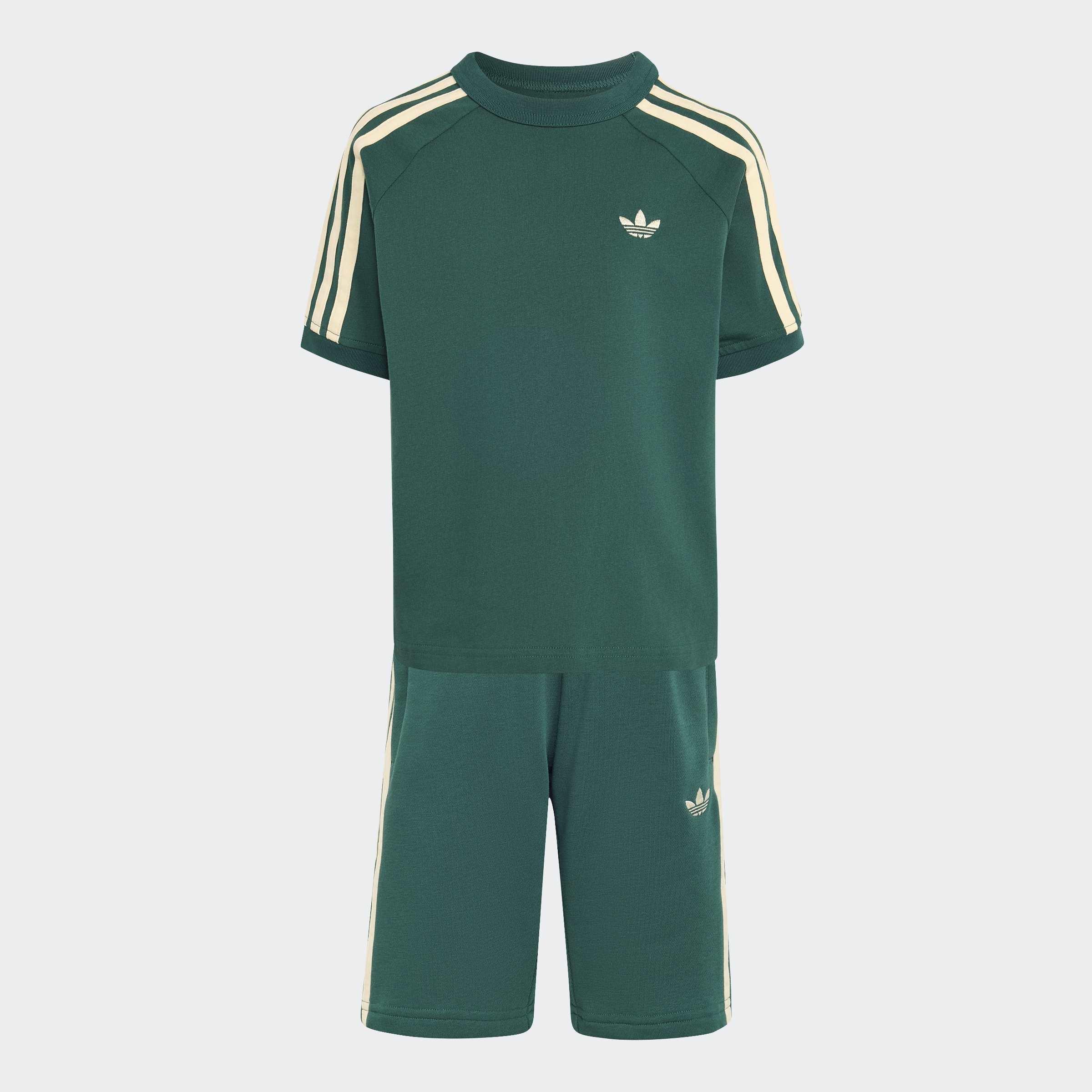 Kids Unisex 3 Stripe Short Tee Set, Green, A701_ONE, large image number 0