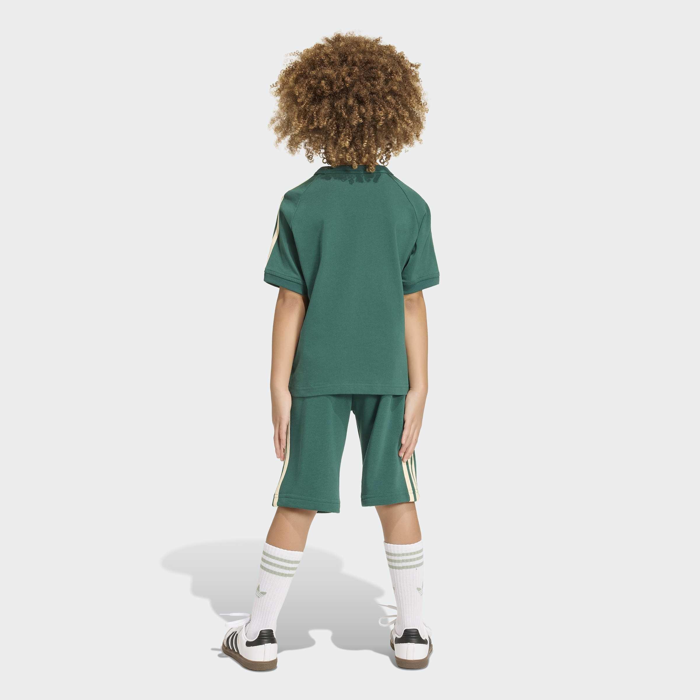 Kids Unisex 3 Stripe Short Tee Set, Green, A701_ONE, large image number 1