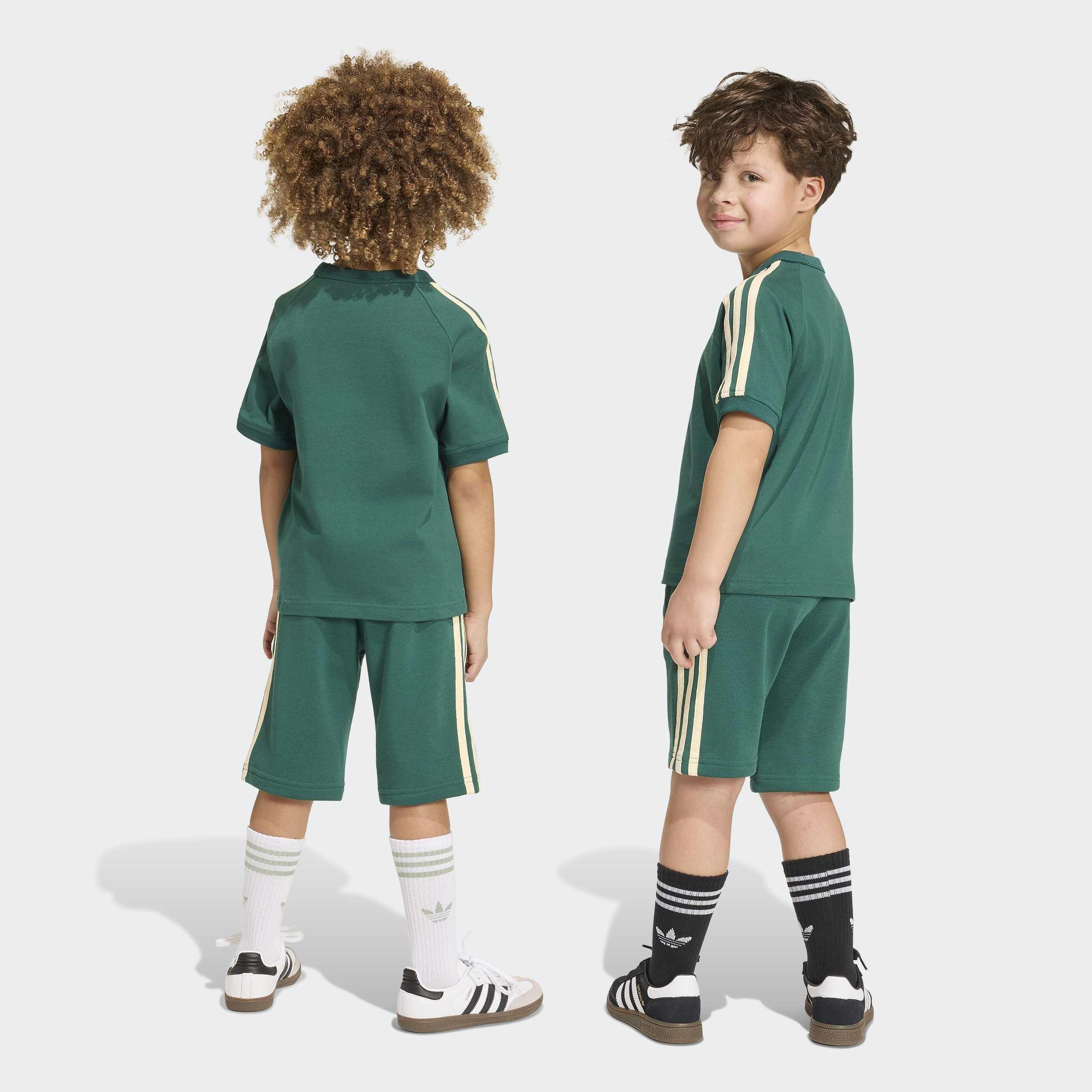 Kids Unisex 3 Stripe Short Tee Set, Green, A701_ONE, large image number 2