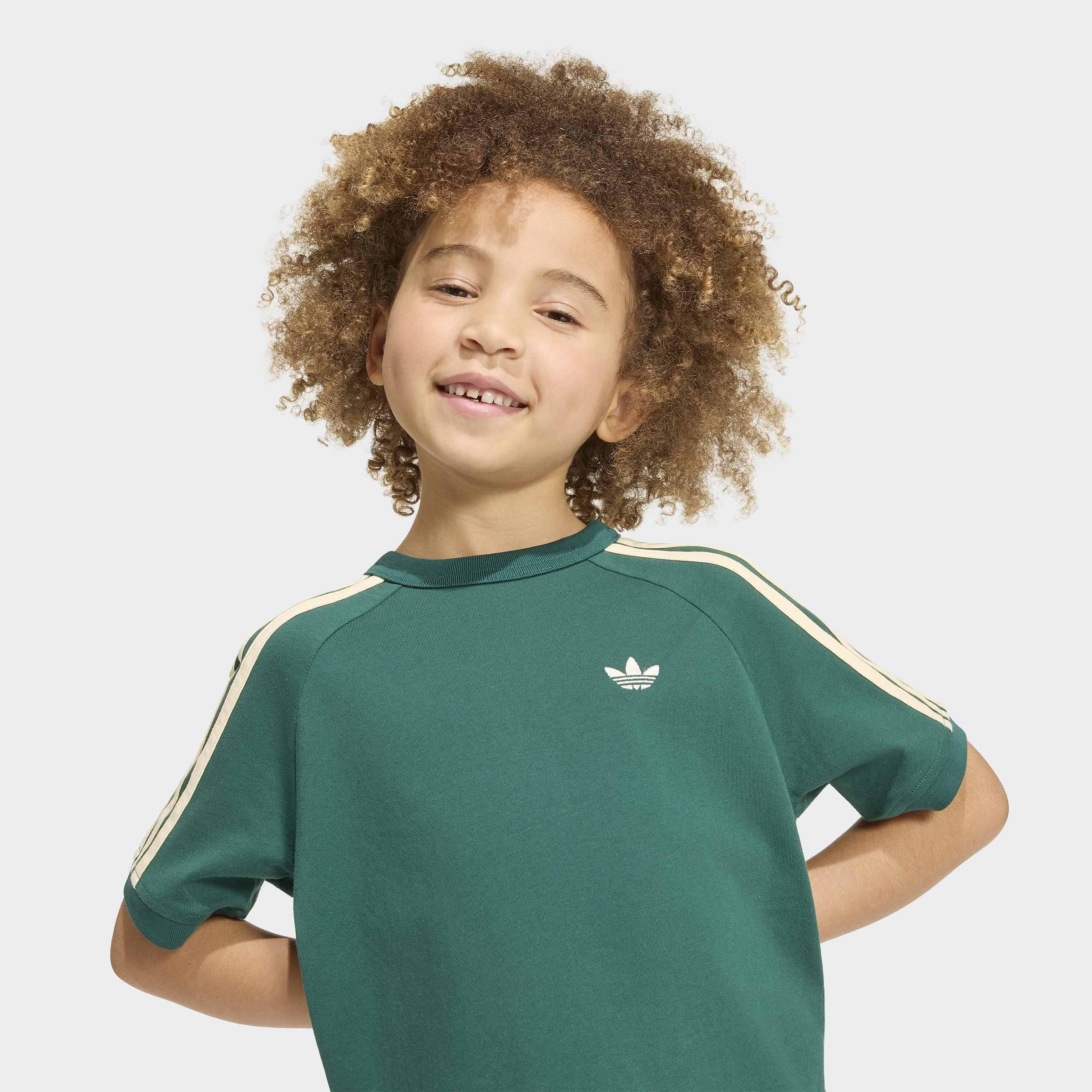 Kids Unisex 3 Stripe Short Tee Set, Green, A701_ONE, large image number 3