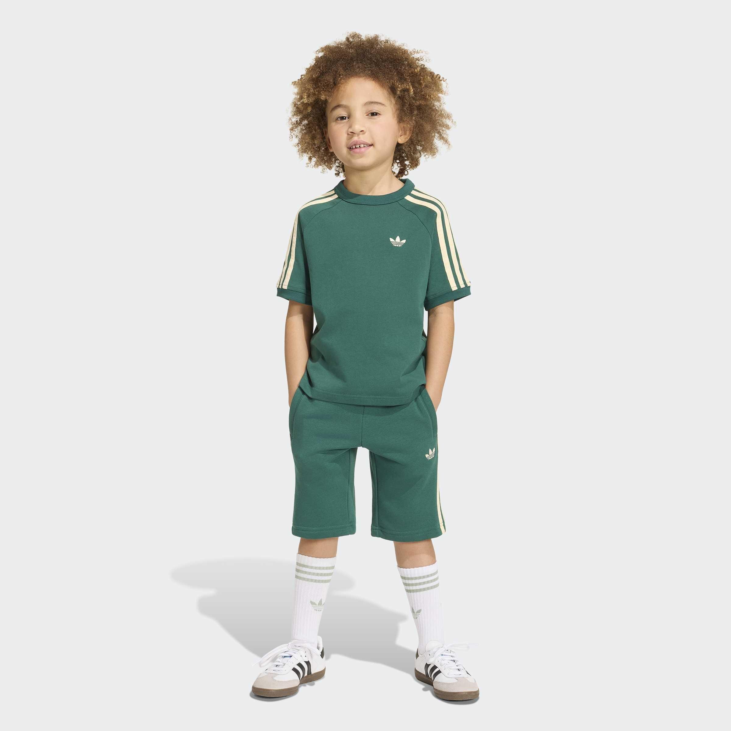Kids Unisex 3 Stripe Short Tee Set, Green, A701_ONE, large image number 5
