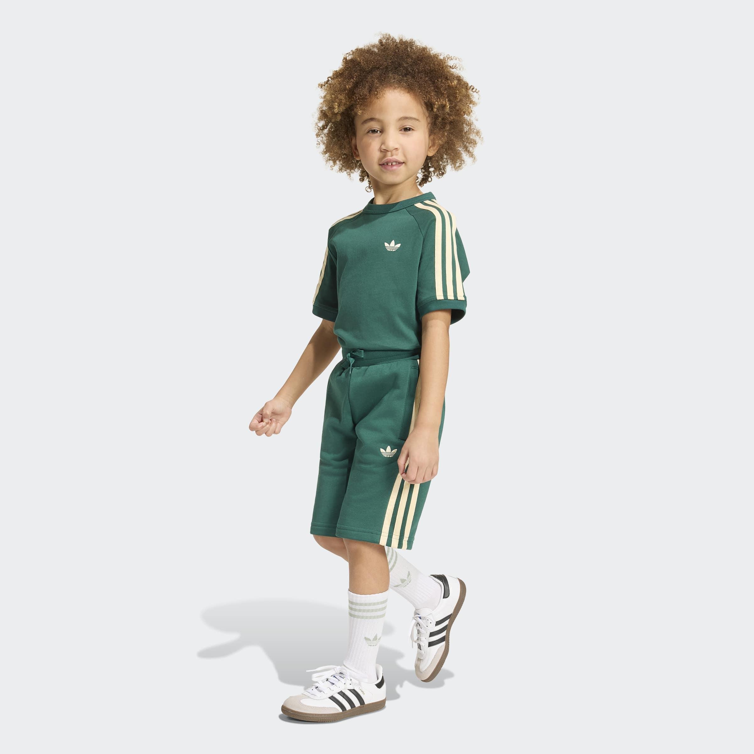 Kids Unisex 3 Stripe Short Tee Set, Green, A701_ONE, large image number 6