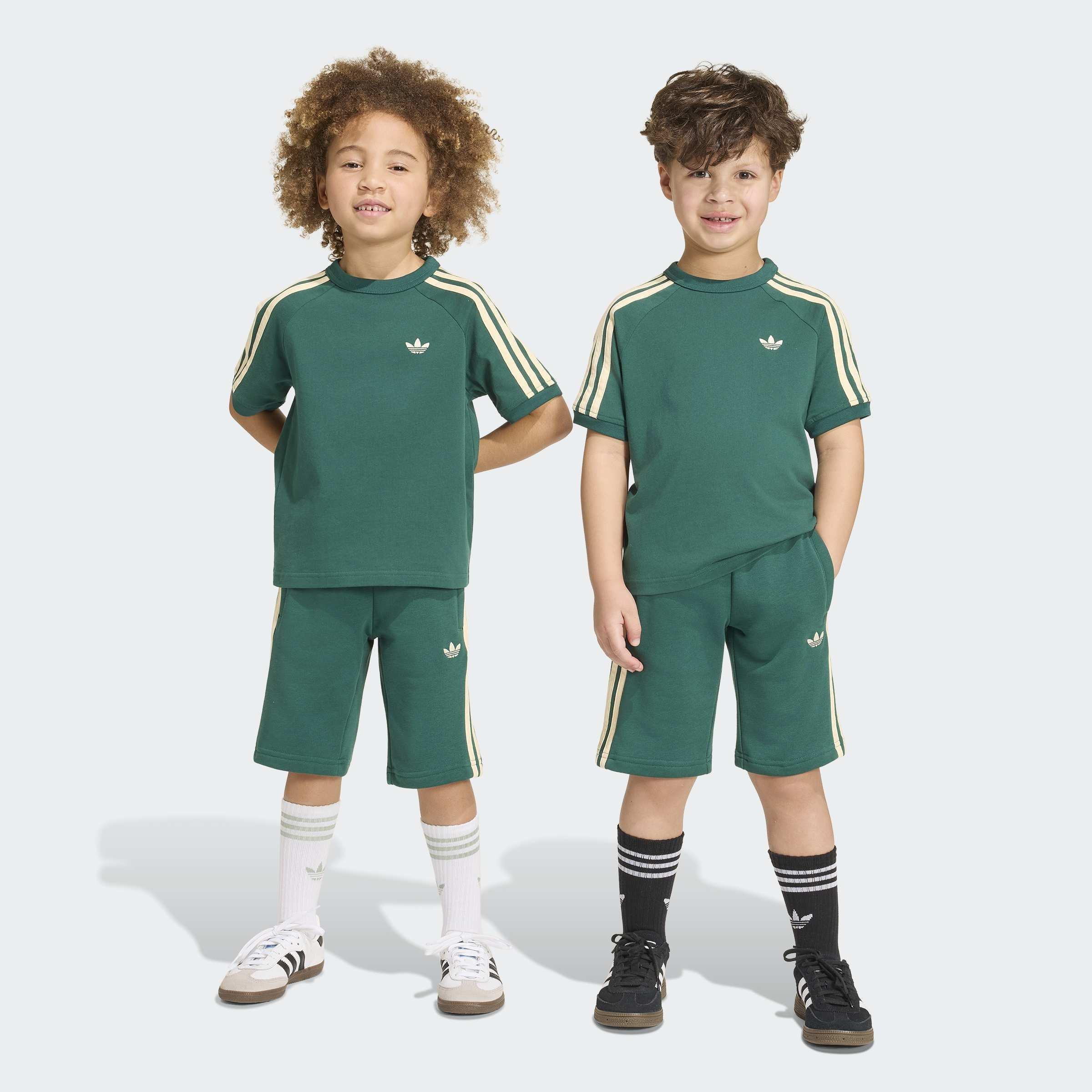 Kids Unisex 3 Stripe Short Tee Set, Green, A701_ONE, large image number 9