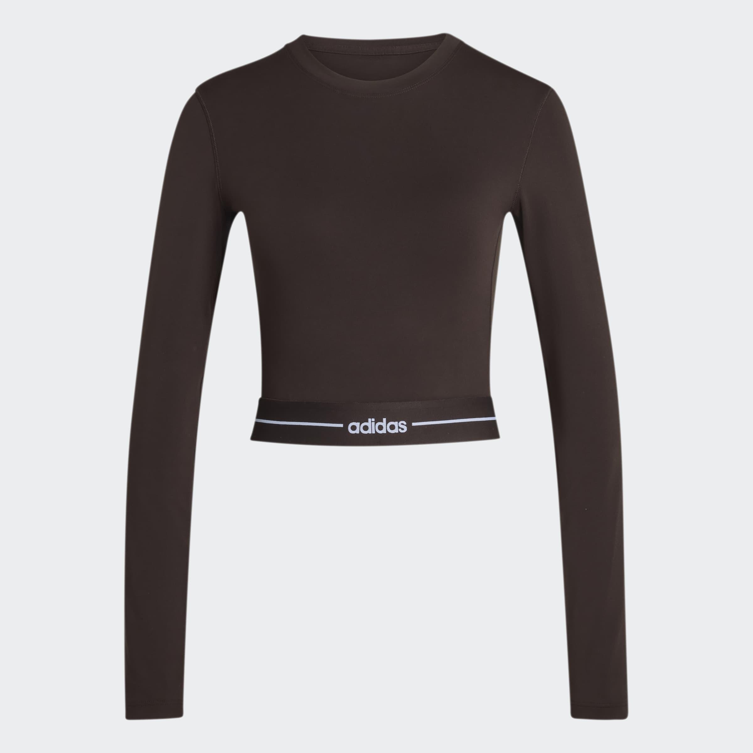 Hyperglam Cropped Long Sleeve T-Shirt, Brown