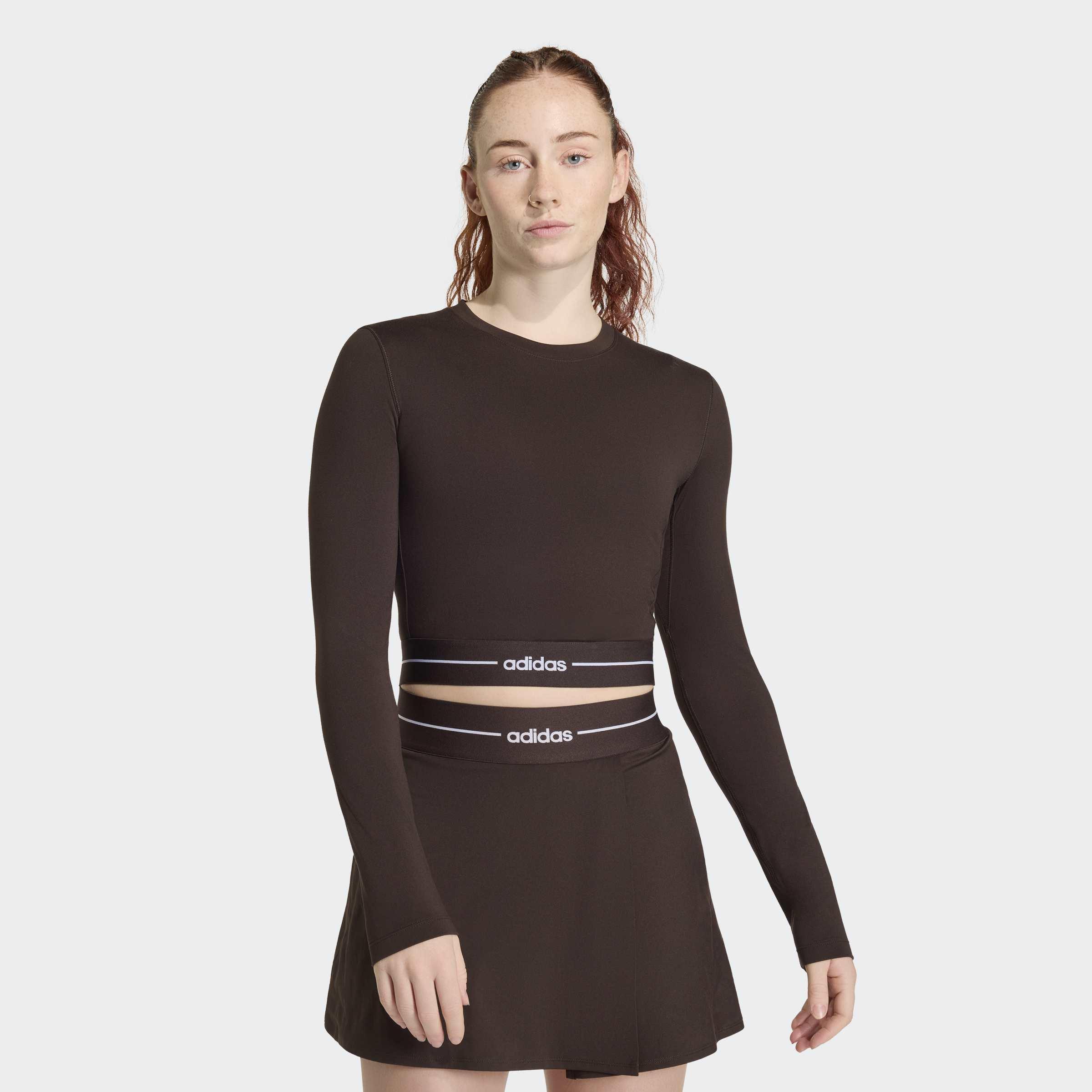 Hyperglam Cropped Long Sleeve T-Shirt, Brown, A701_ONE, large image number 4