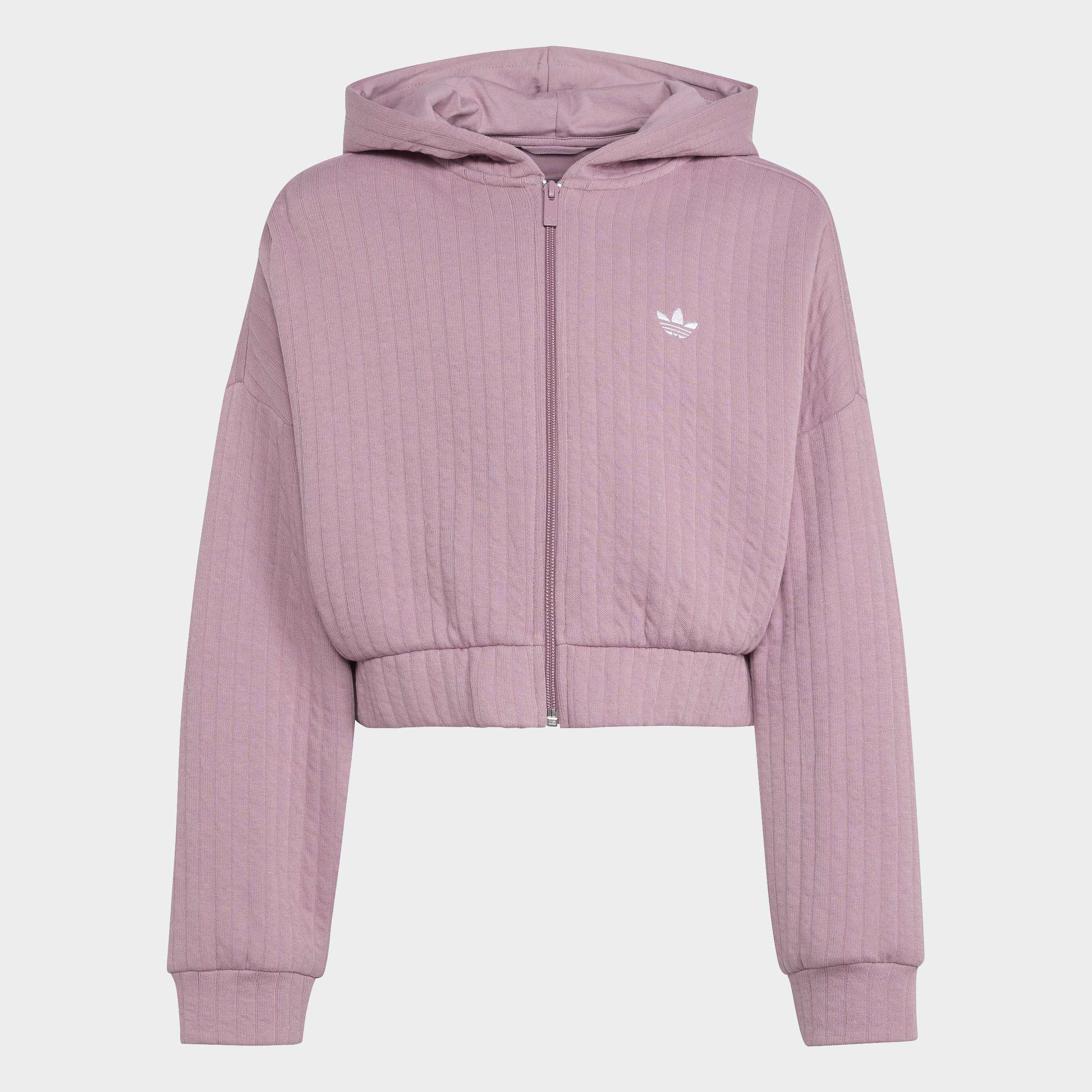 Kids Loose Padded Rib Zip Hoodie, Purple