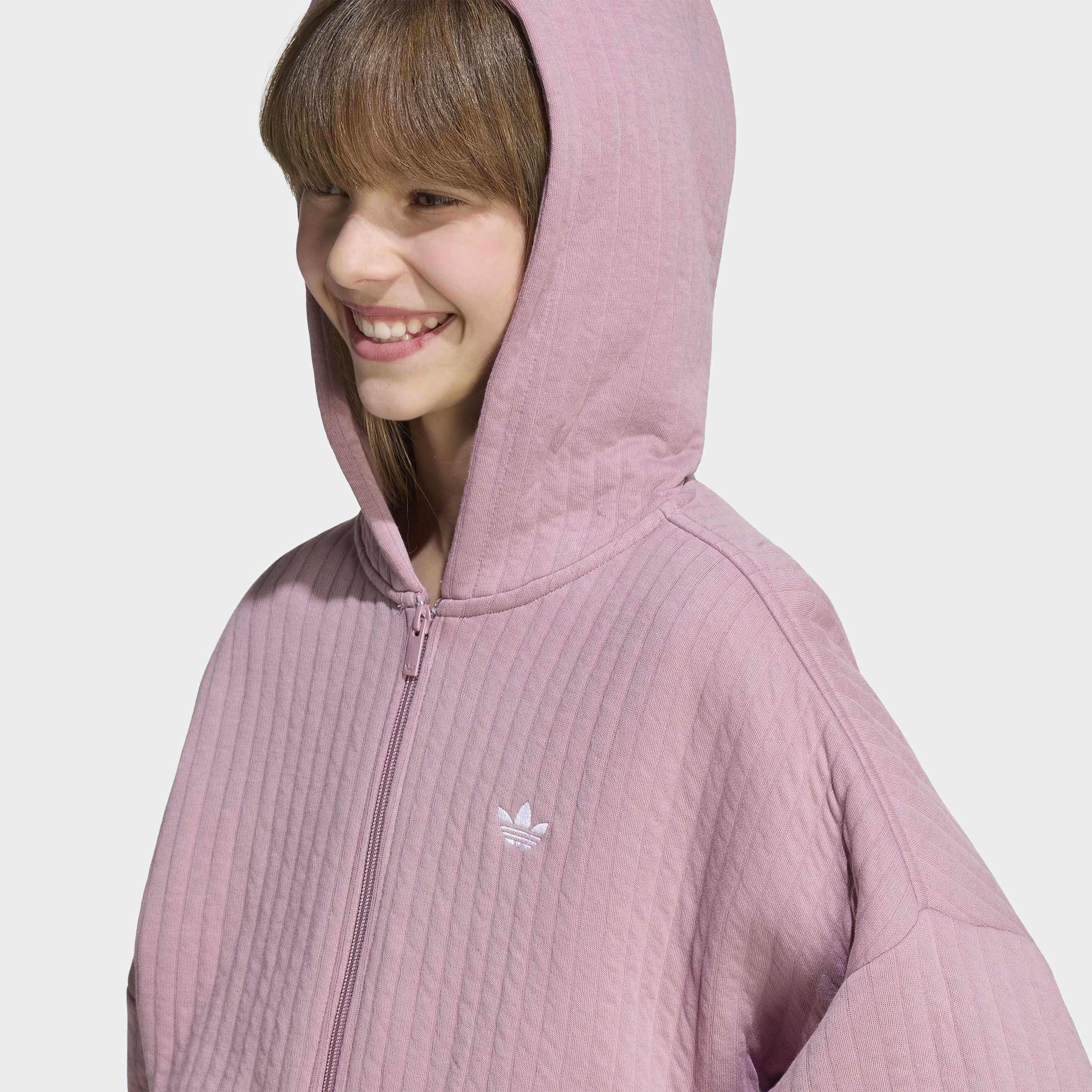 Kids Loose Padded Rib Zip Hoodie, Purple, A701_ONE, large image number 3