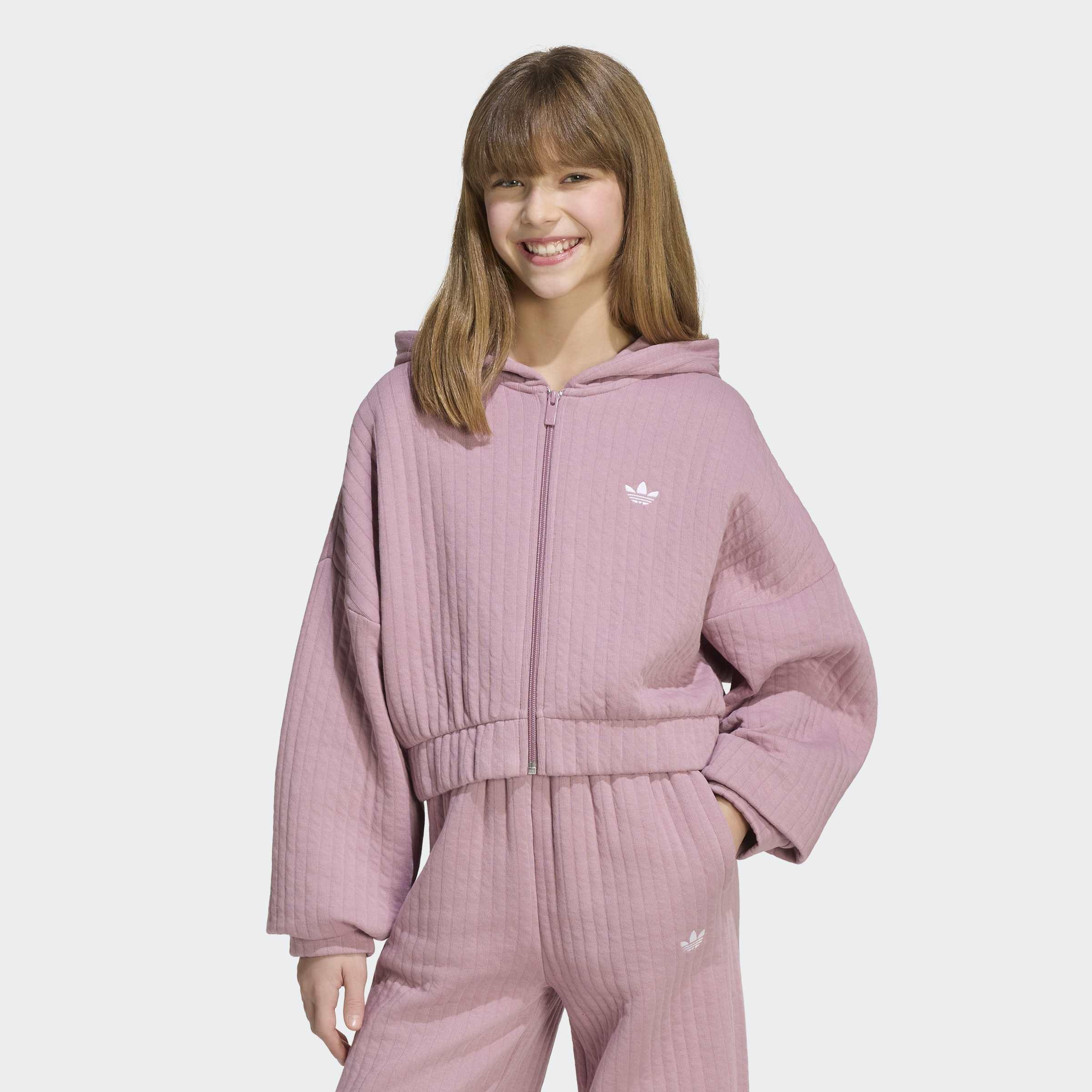 Kids Loose Padded Rib Zip Hoodie, Purple, A701_ONE, large image number 5