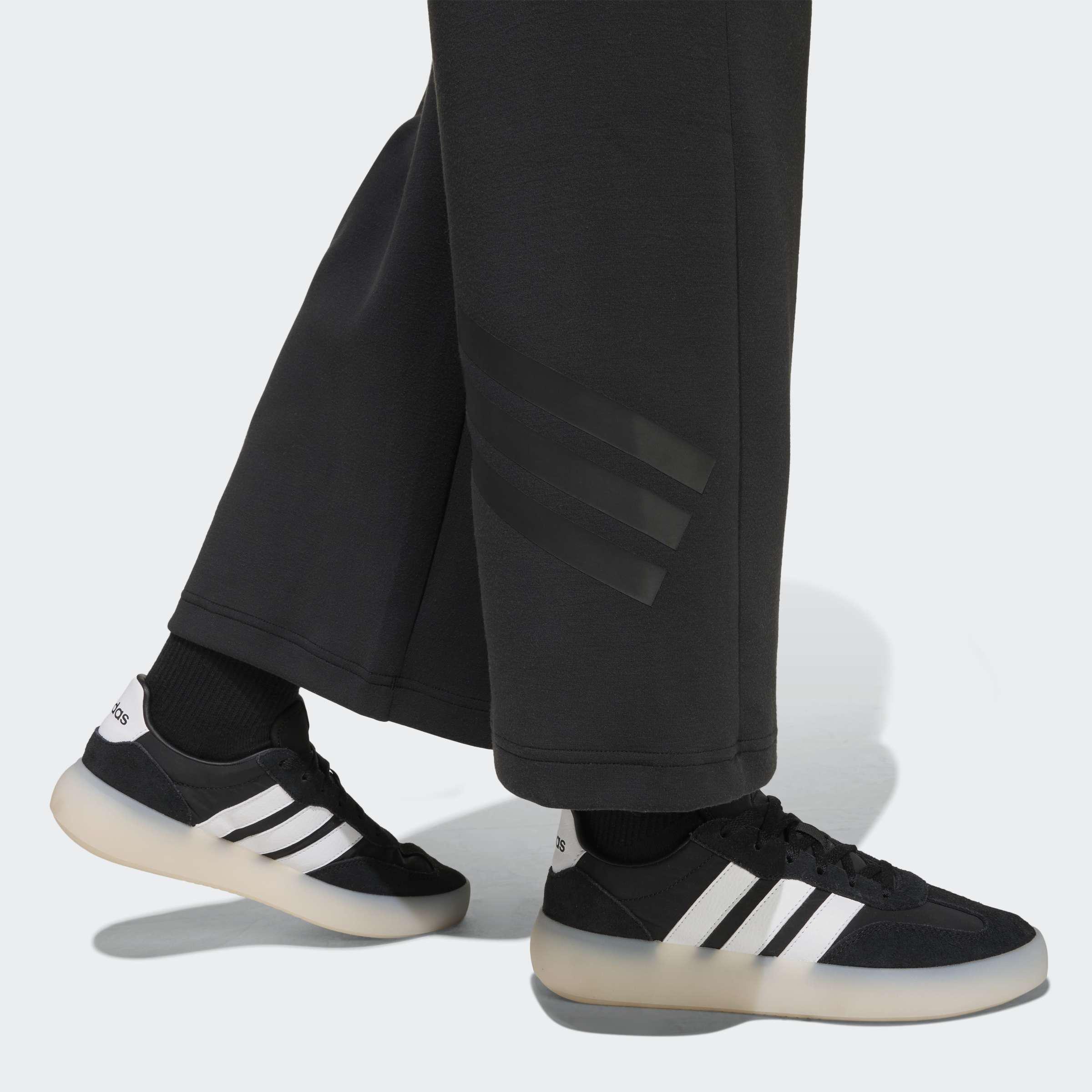 Kids Future Icons 3 Stripes Wide Leg Tracksuit Bottoms, Black, A701_ONE, large image number 2