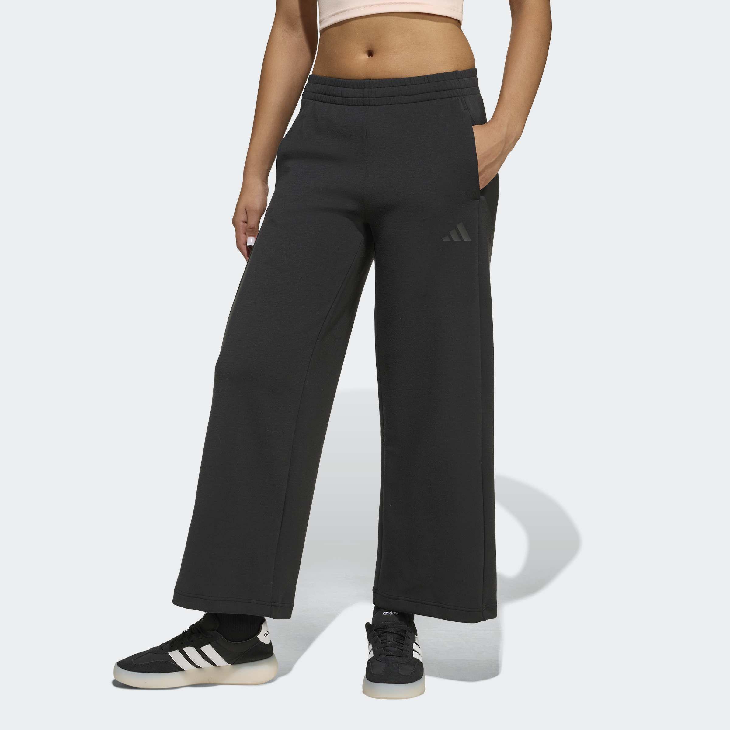 Kids Future Icons 3 Stripes Wide Leg Tracksuit Bottoms, Black, A701_ONE, large image number 4