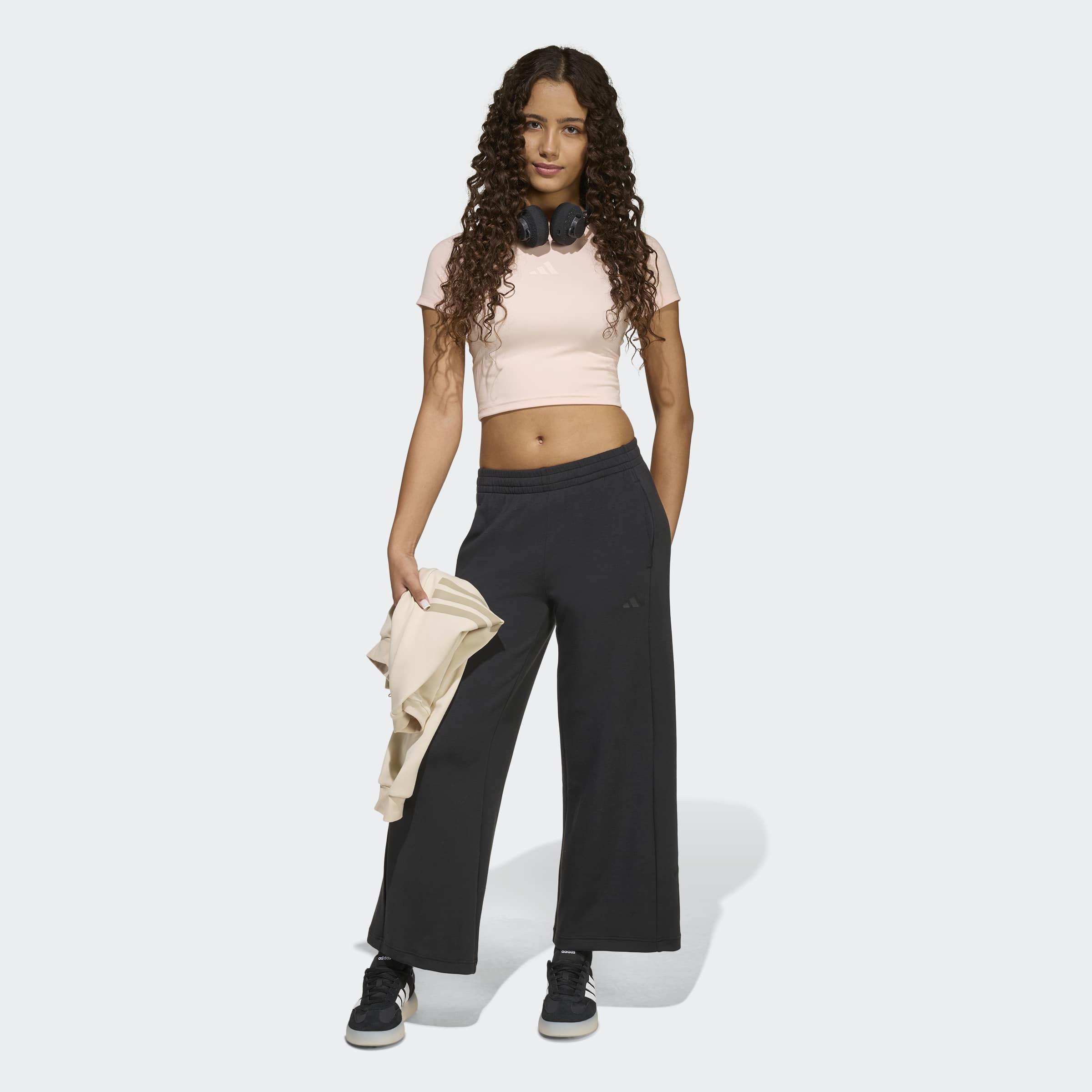 Kids Future Icons 3 Stripes Wide Leg Tracksuit Bottoms, Black, A701_ONE, large image number 5