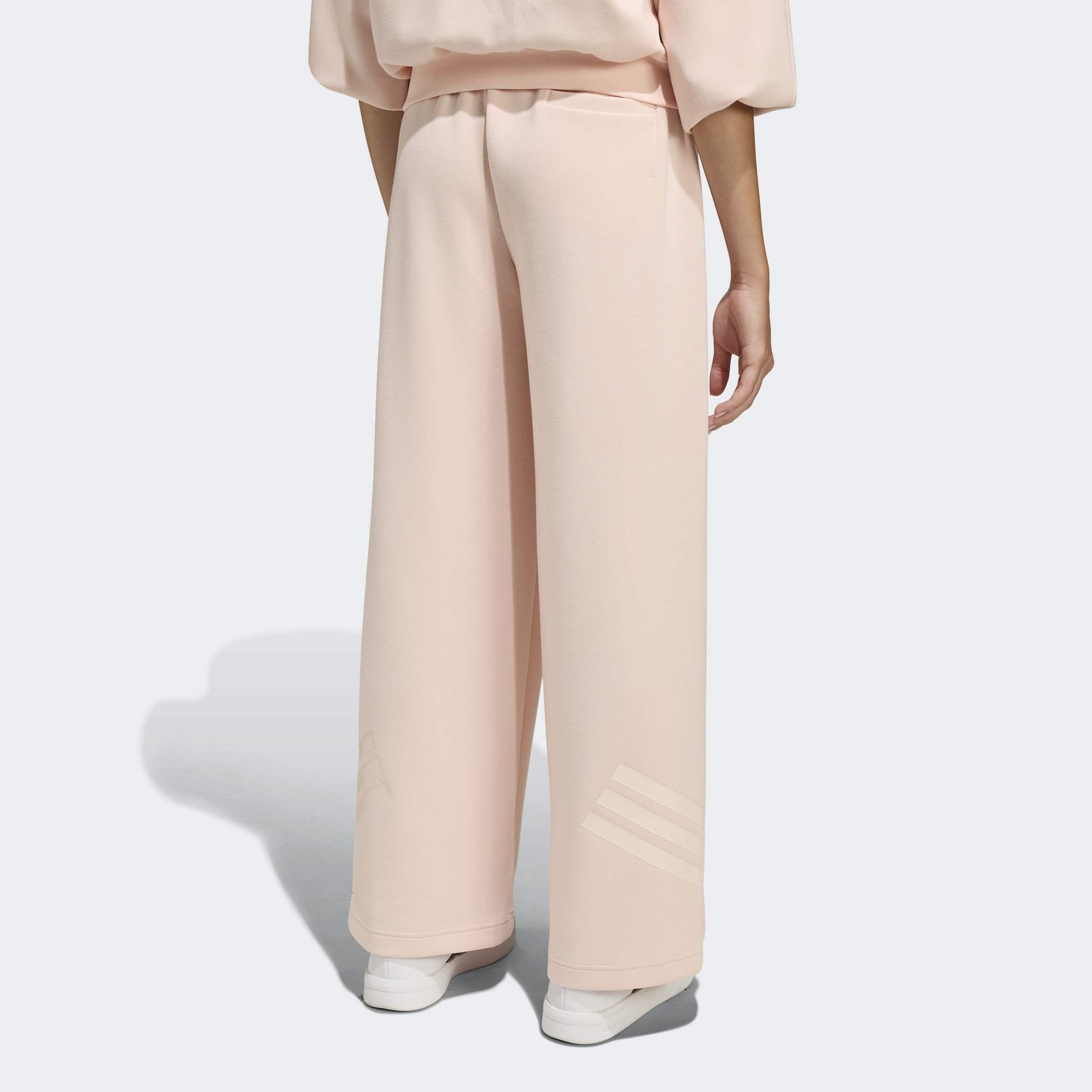 Kids Future Icons 3 Stripes Wide Leg Tracksuit Bottoms, Pink, A701_ONE, large image number 0