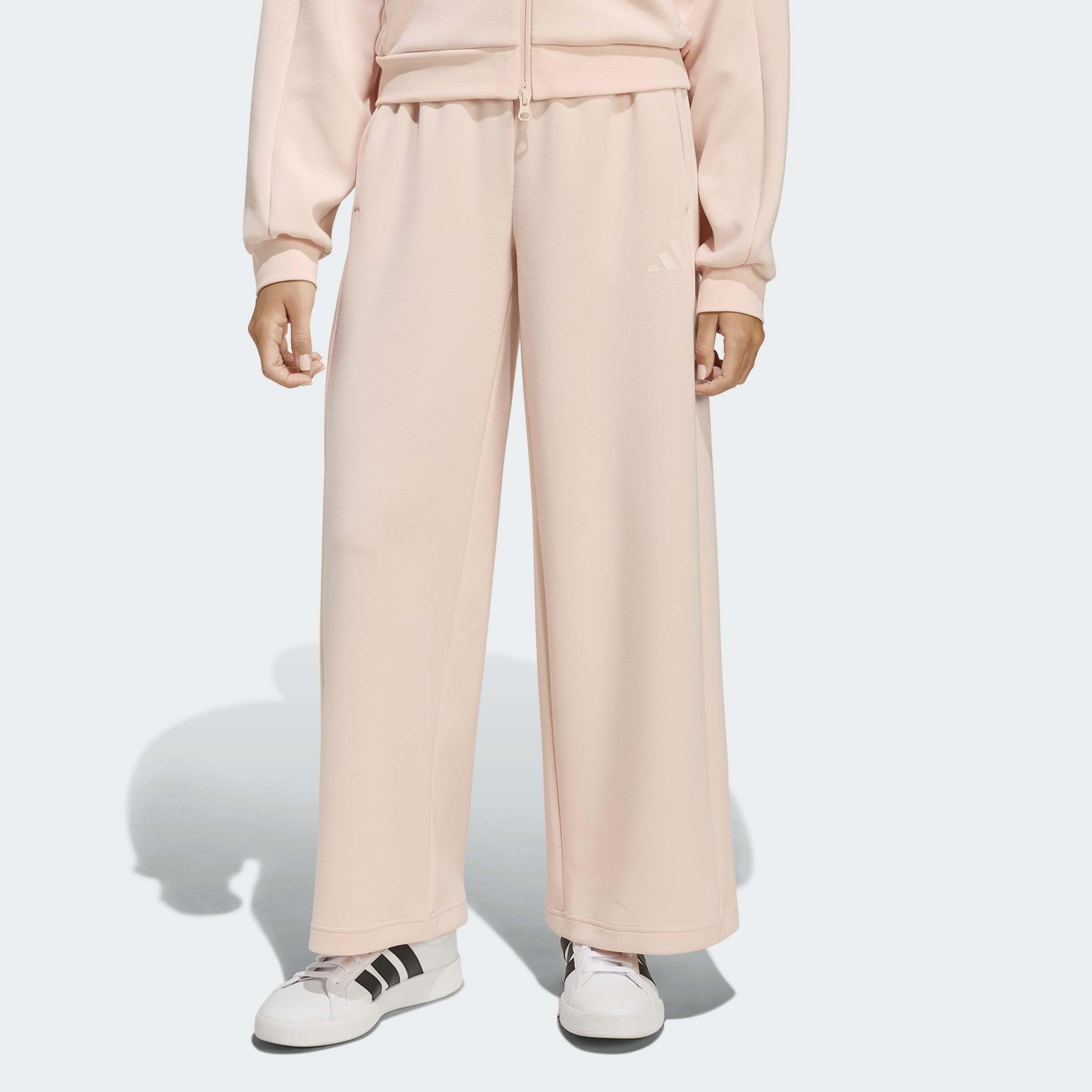 Kids Future Icons 3 Stripes Wide Leg Tracksuit Bottoms, Pink, A701_ONE, large image number 4