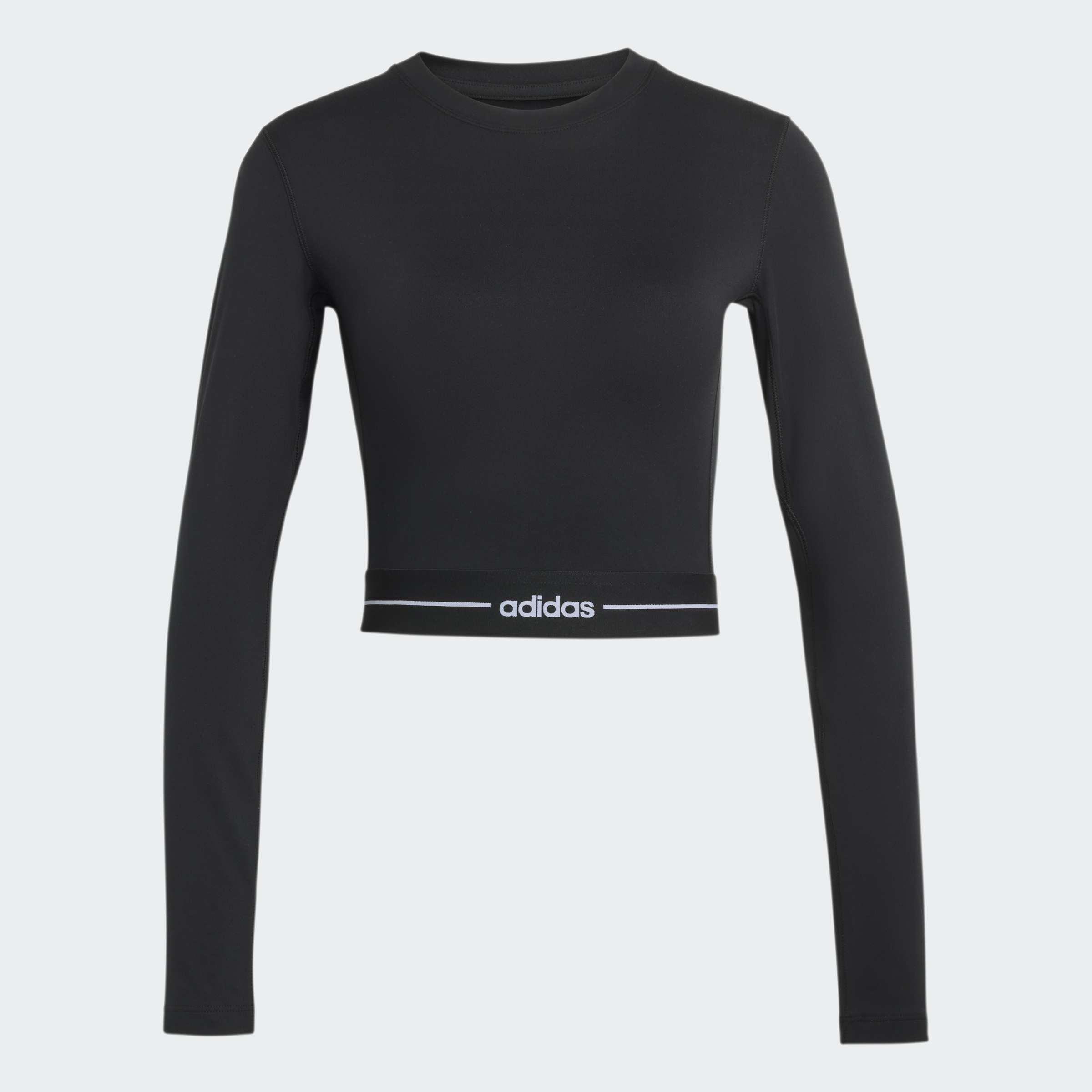 Hyperglam Cropped Long Sleeve T-Shirt, Black
