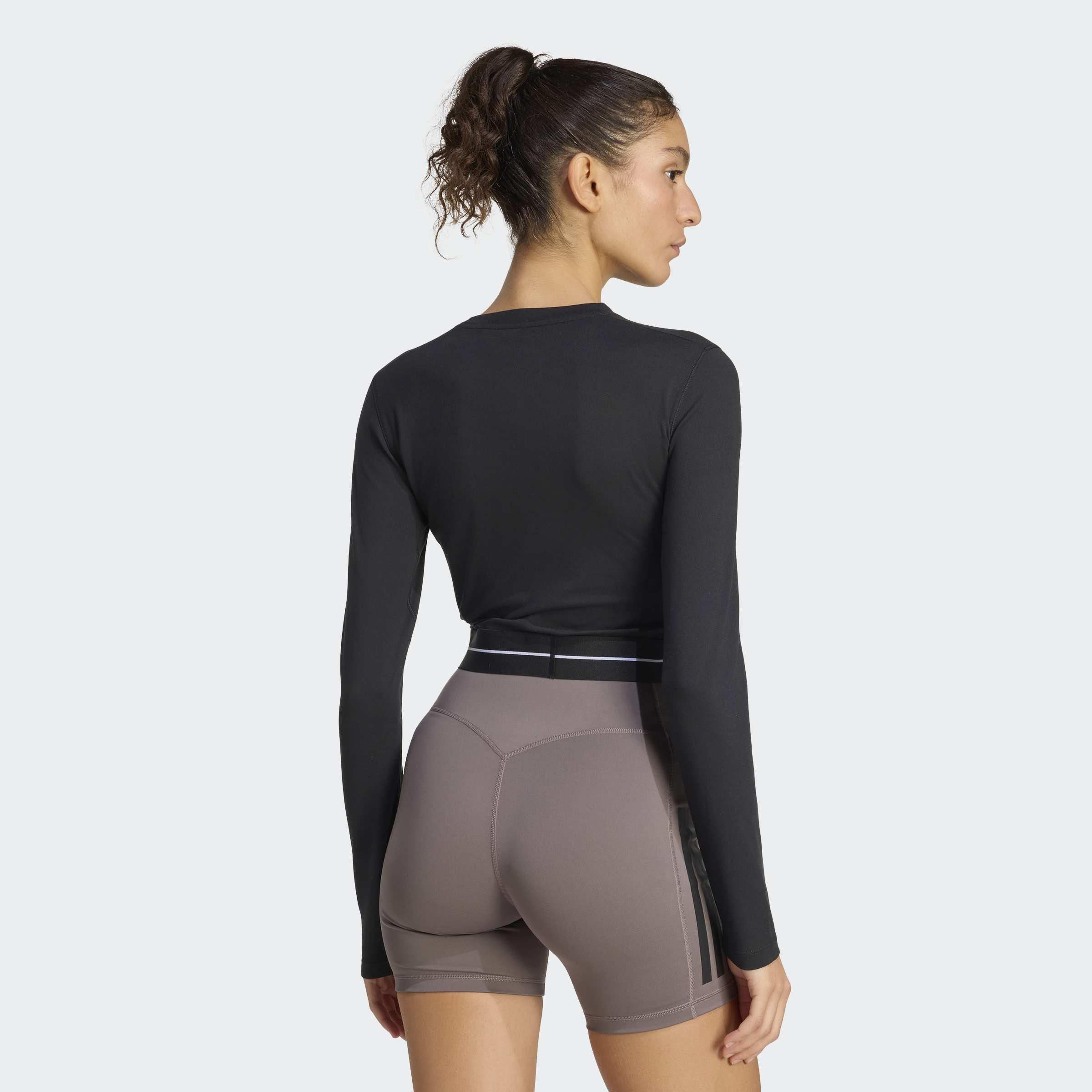 Hyperglam Cropped Long Sleeve T-Shirt, Black