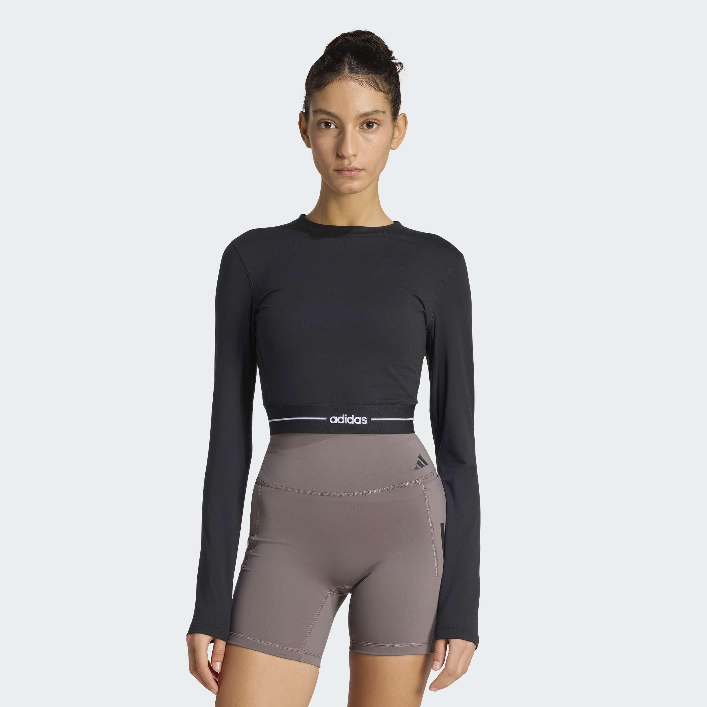 Hyperglam Cropped Long Sleeve T-Shirt, Black, A701_ONE, large image number 4