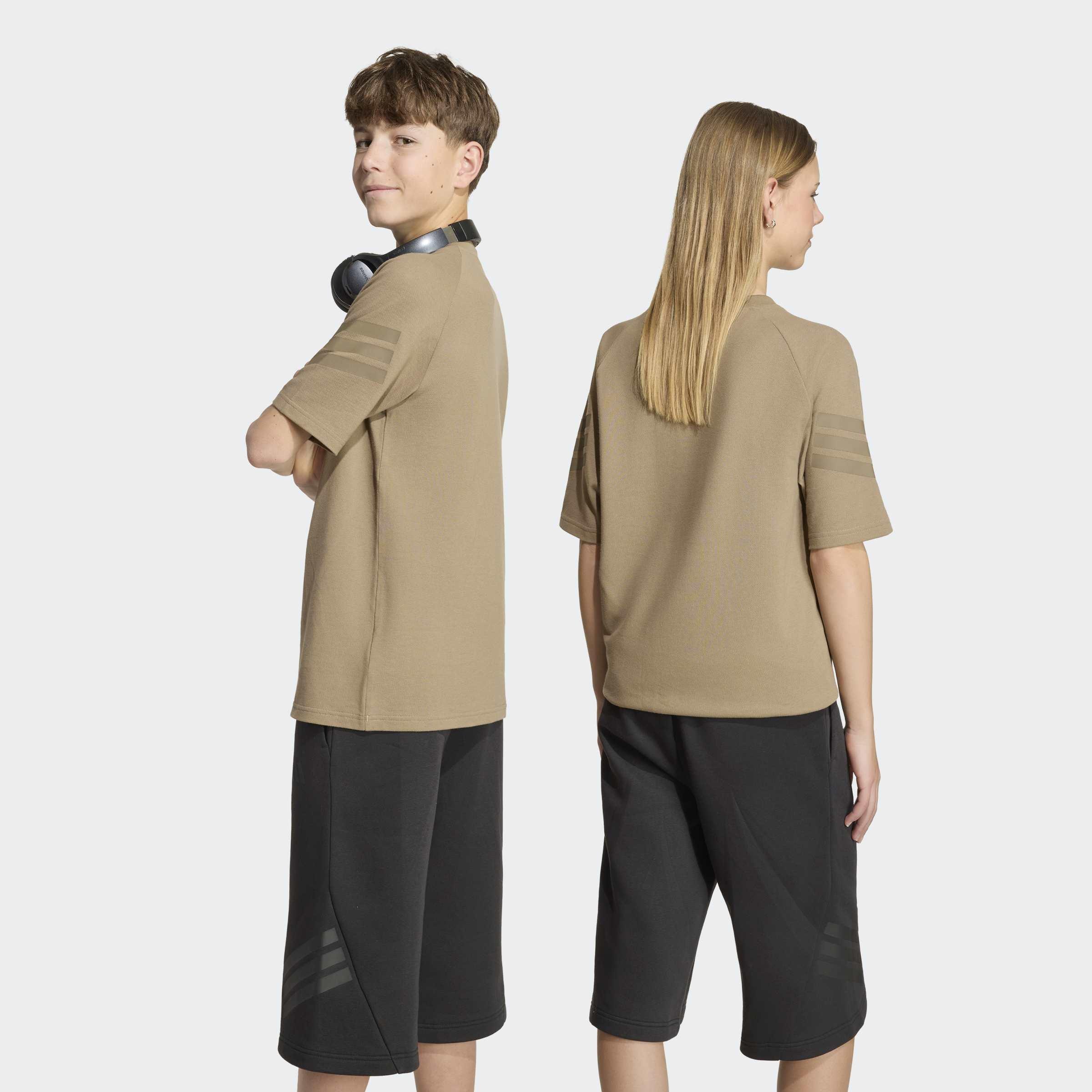 Kids Unisex Future Icons 3 Stripes T-Shirt, Beige