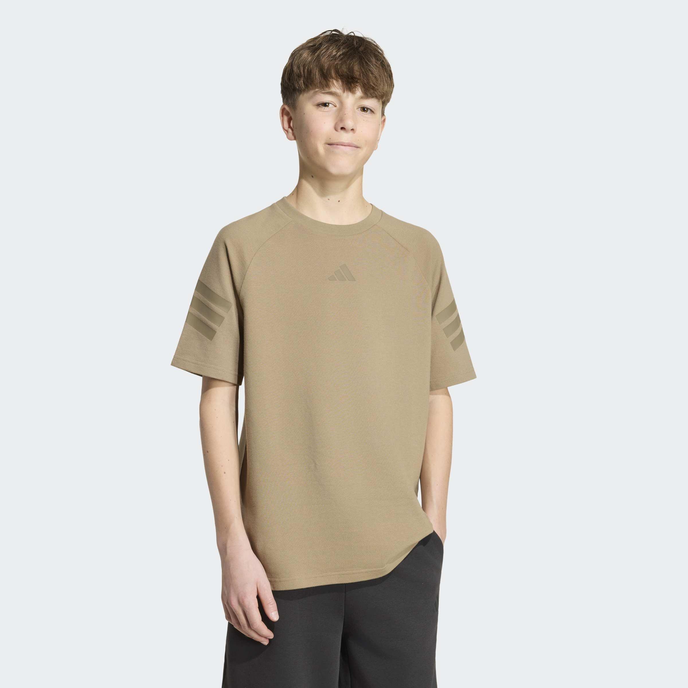 Kids Unisex Future Icons 3 Stripes T-Shirt, Beige, A701_ONE, large image number 5