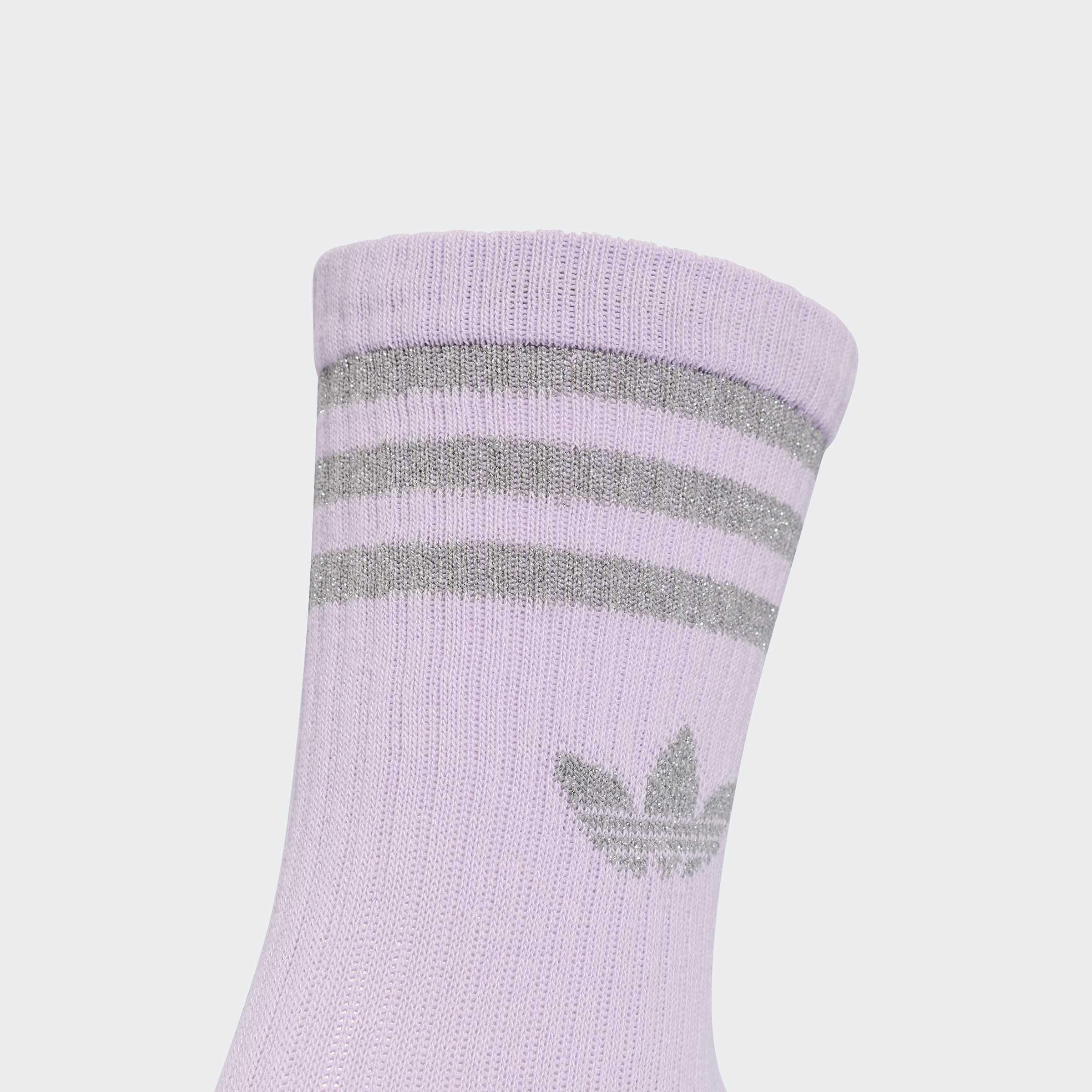 Unisex 3 Stripes Glitter Crew Socks 3 Pairs, Multicolour