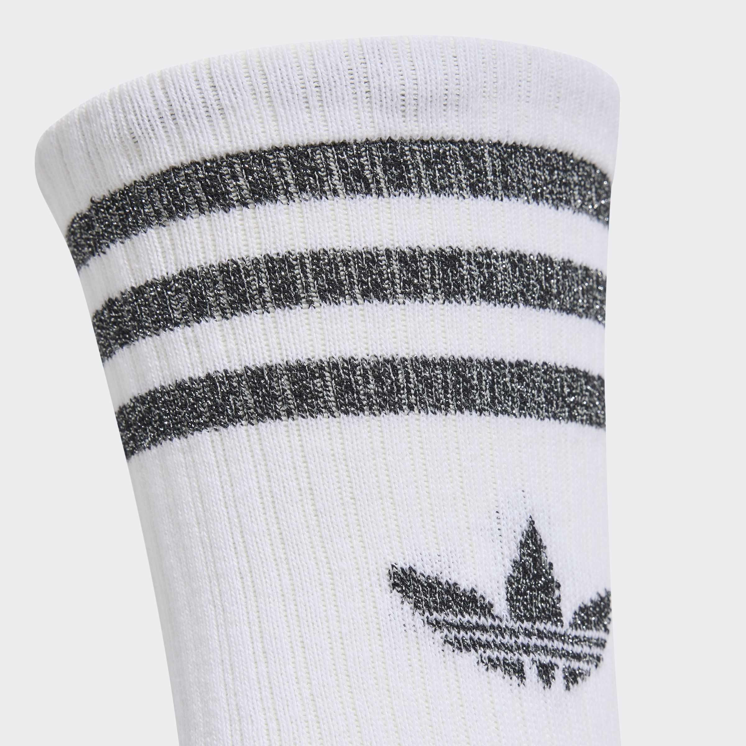 Unisex 3 Stripes Glitter Crew Socks 3 Pairs, Multicolour, A701_ONE, large image number 2