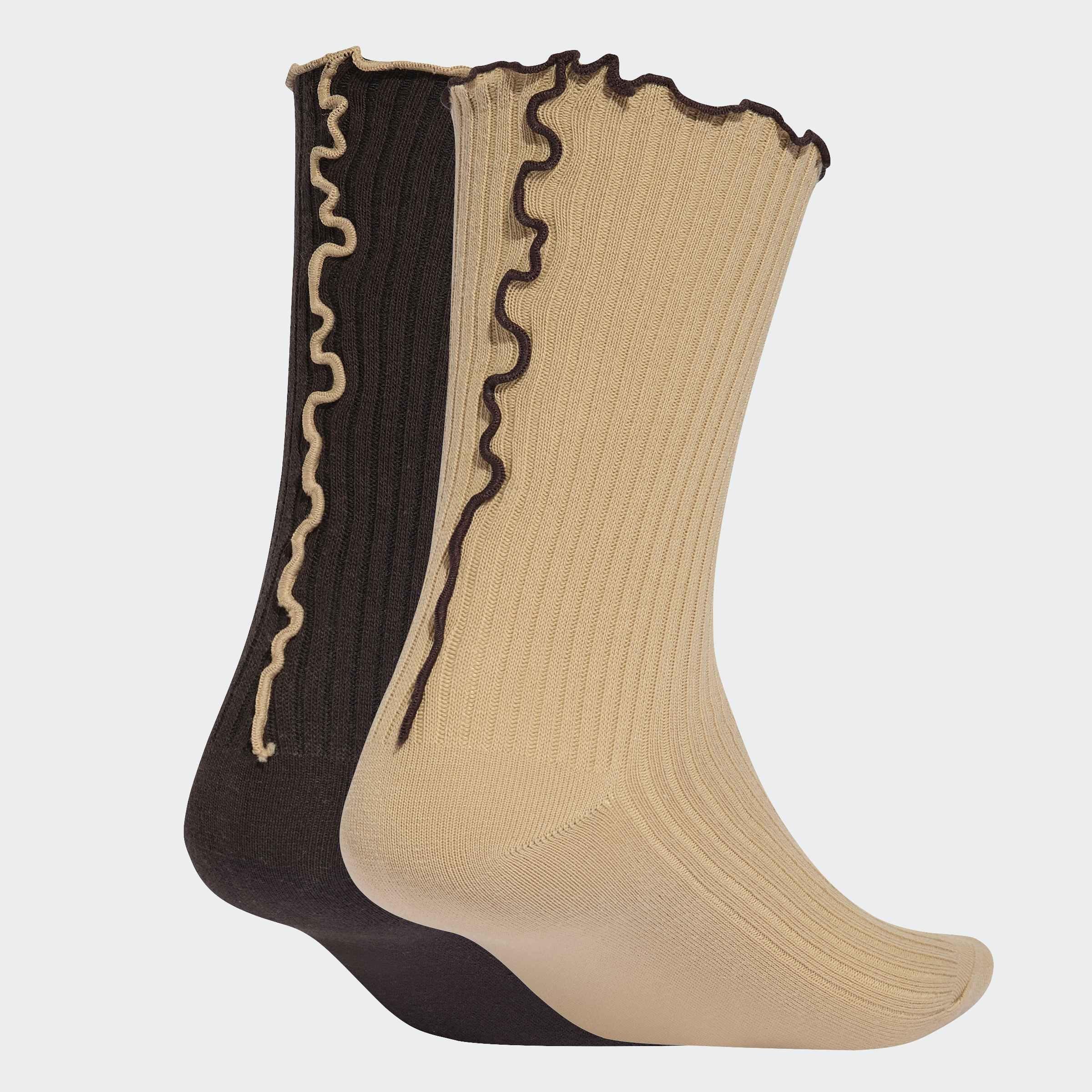 Unisex Ruffle Crew Socks 2 Pairs, Multicolour