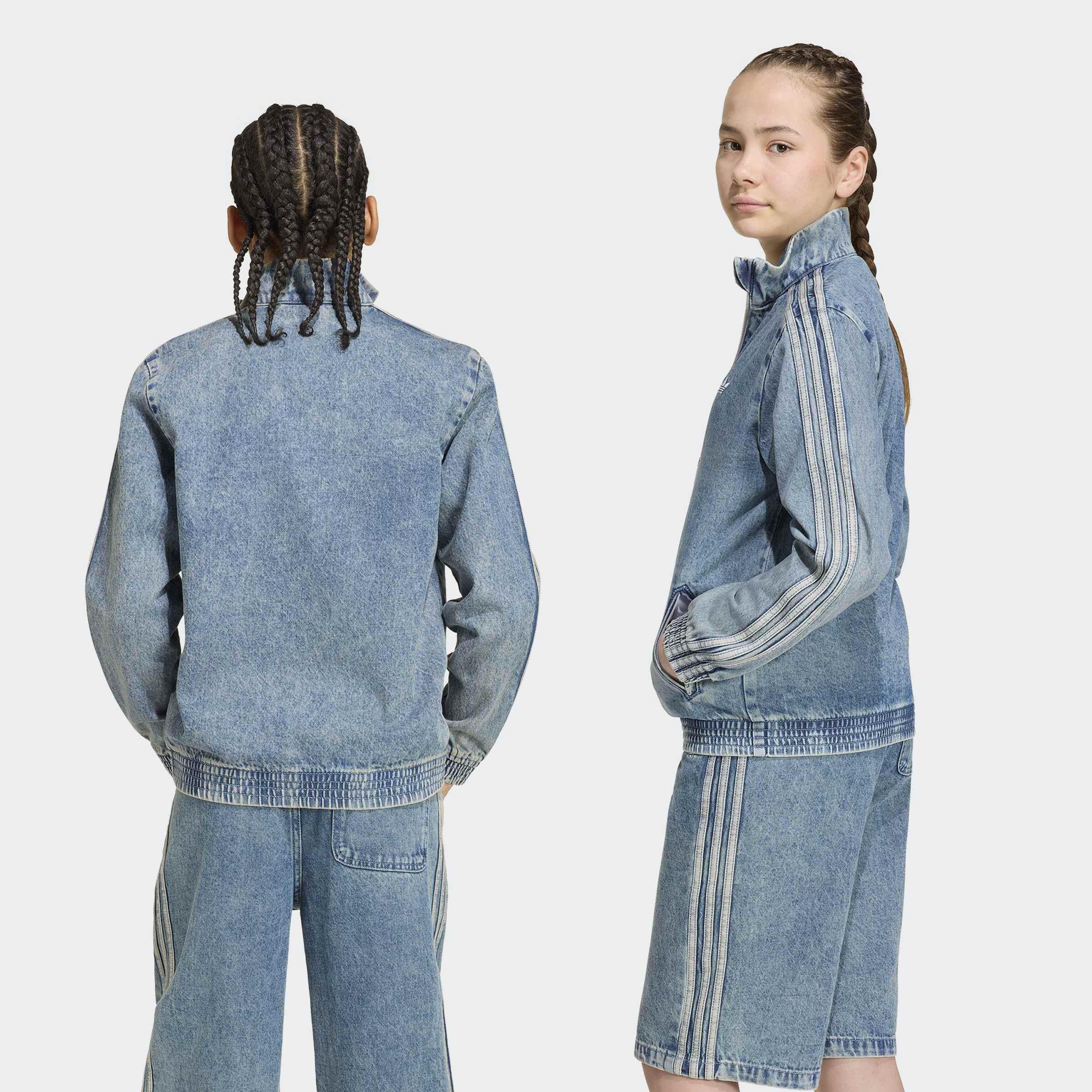 Kids Unisex Firebird Loose Denim Track Top, Blue, A701_ONE, large image number 2