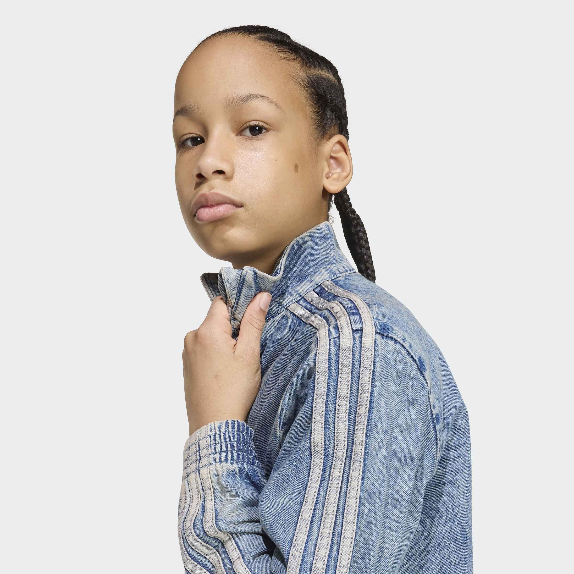Kids Unisex Firebird Loose Denim Track Top, Blue, A701_ONE, large image number 4
