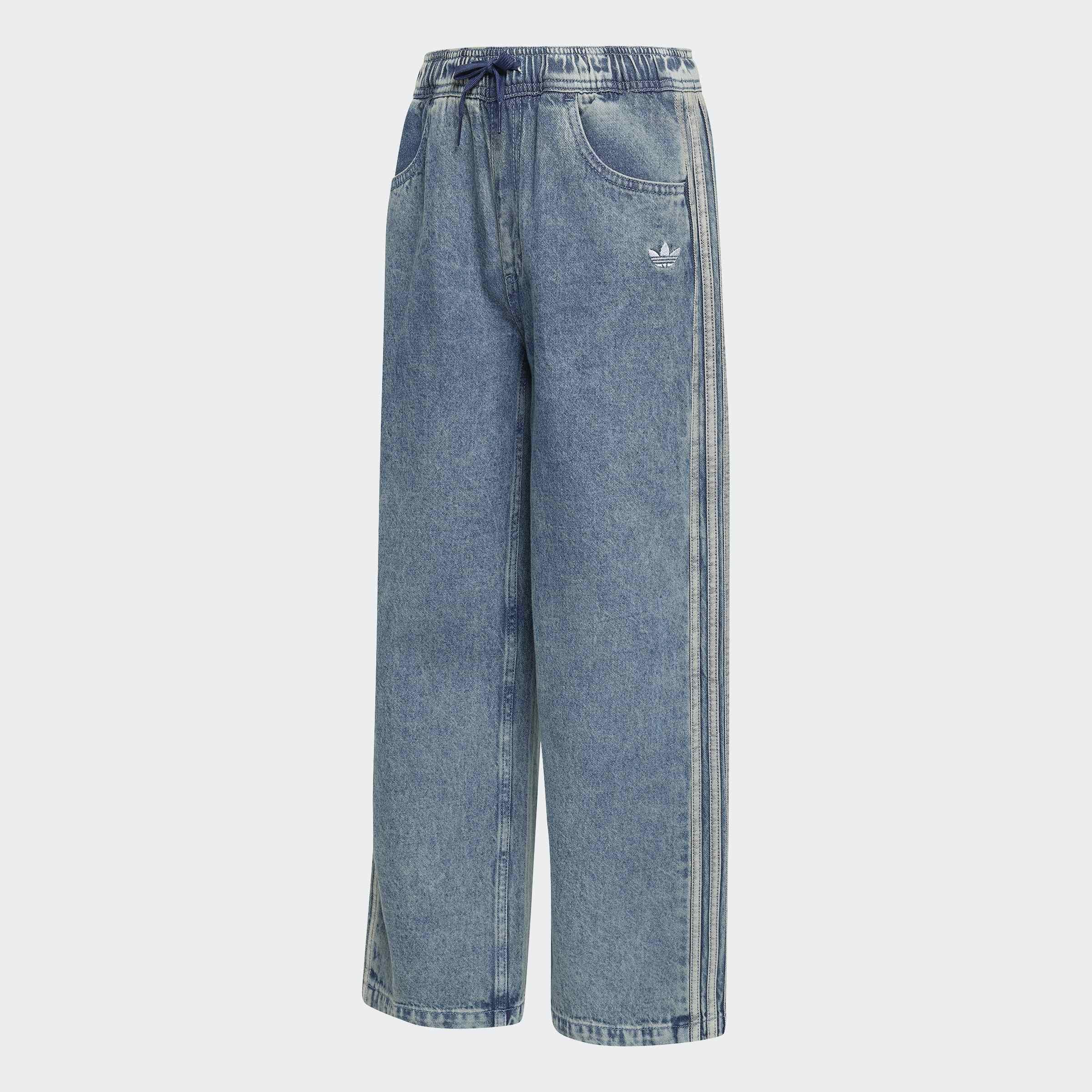 Kids Unisex Firebird Loose Denim Track Pants, Blue