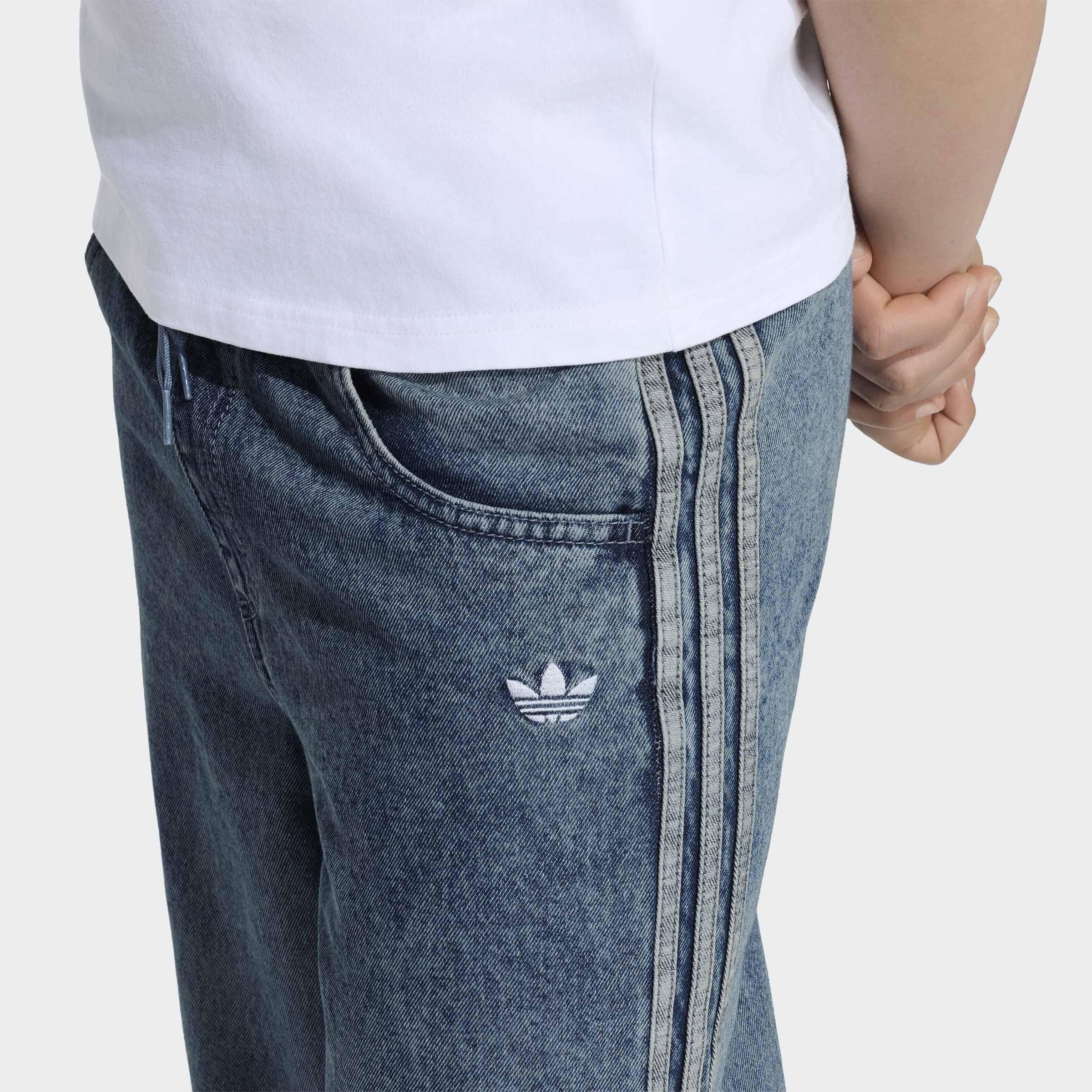 Kids Unisex Firebird Loose Denim Track Pants, Blue, A701_ONE, large image number 3